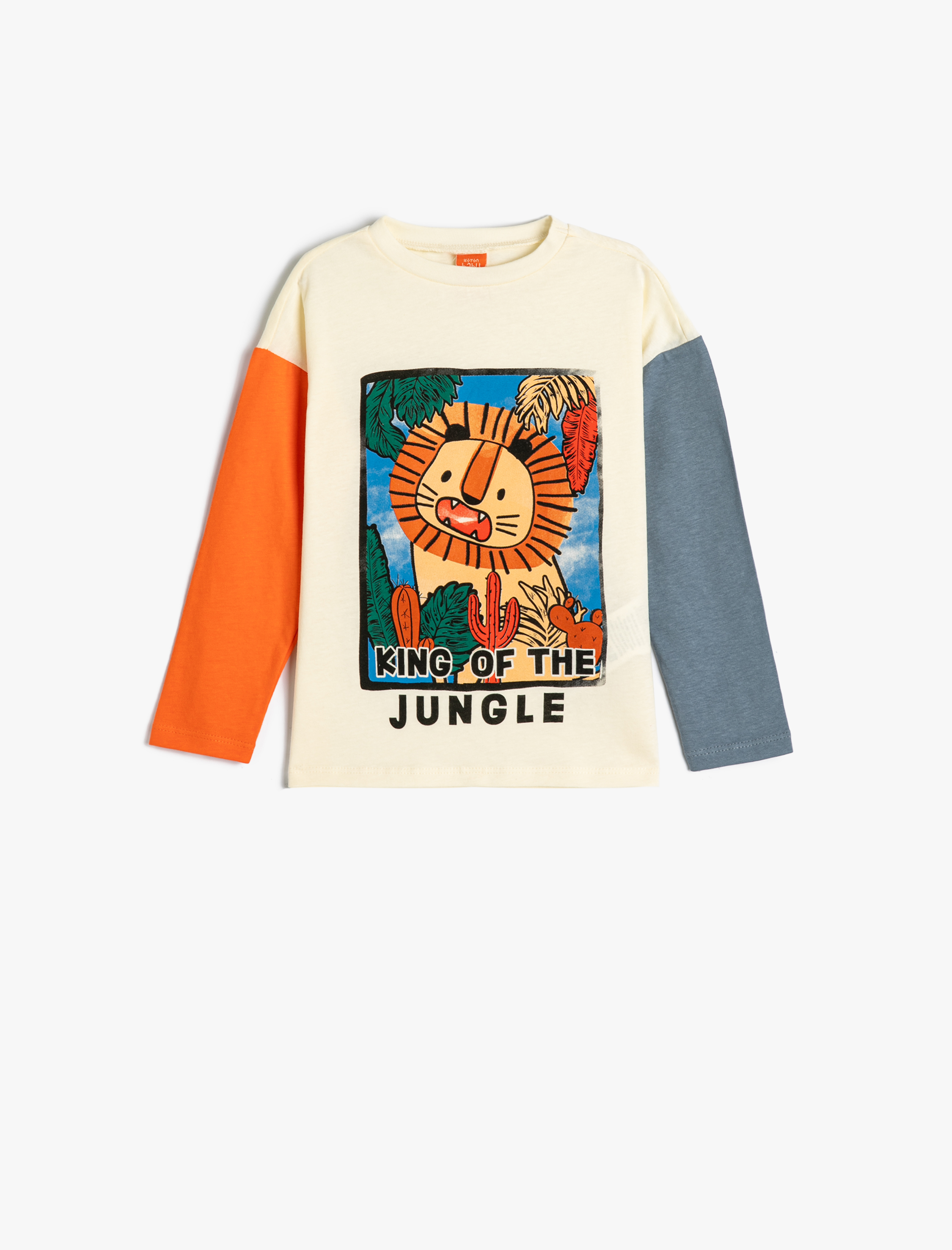  Erkek Bebek Aslanlı Tişört Uzun Kollu Bisiklet Yaka Pamuklu