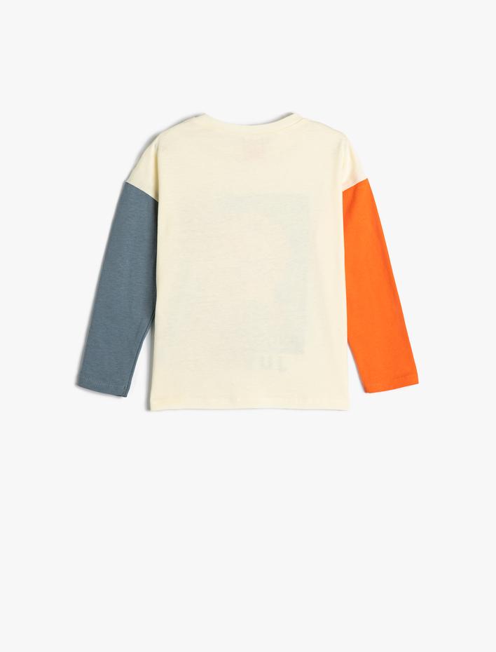 Erkek Bebek Aslanlı Tişört Uzun Kollu Bisiklet Yaka Pamuklu