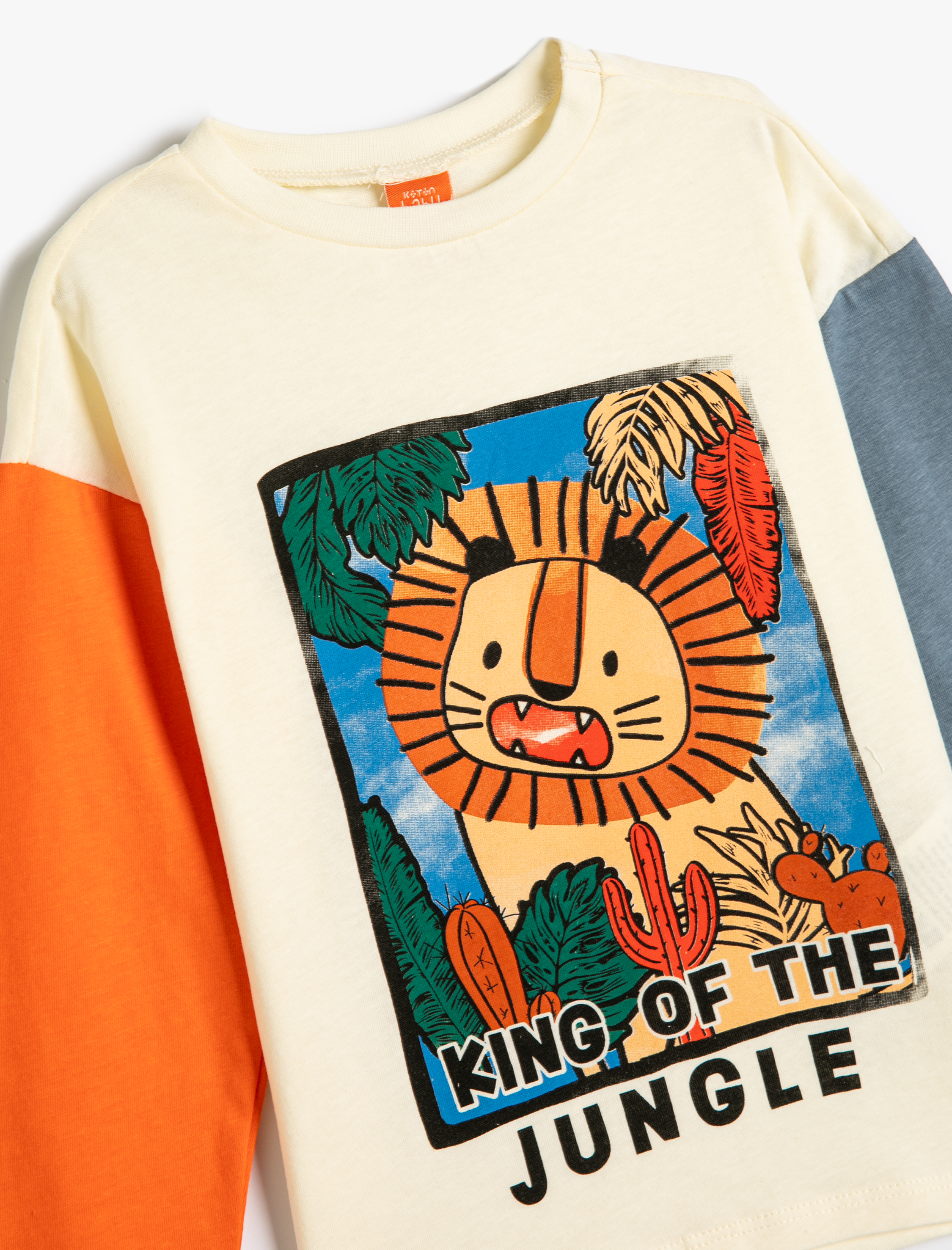  Erkek Bebek Aslanlı Tişört Uzun Kollu Bisiklet Yaka Pamuklu