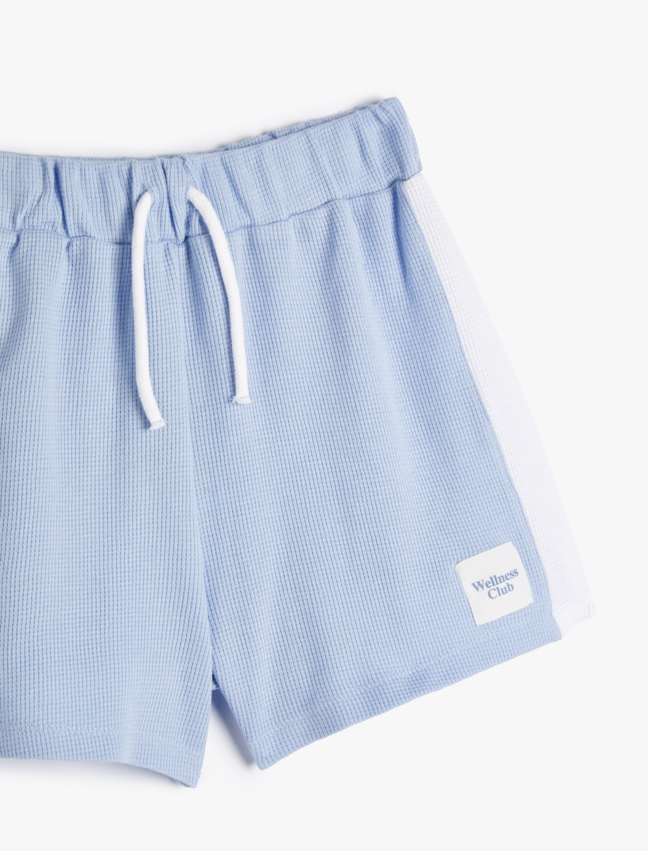  Kız Çocuk Şort Beli Bağlamalı Renk Kontrastlı Pamuklu