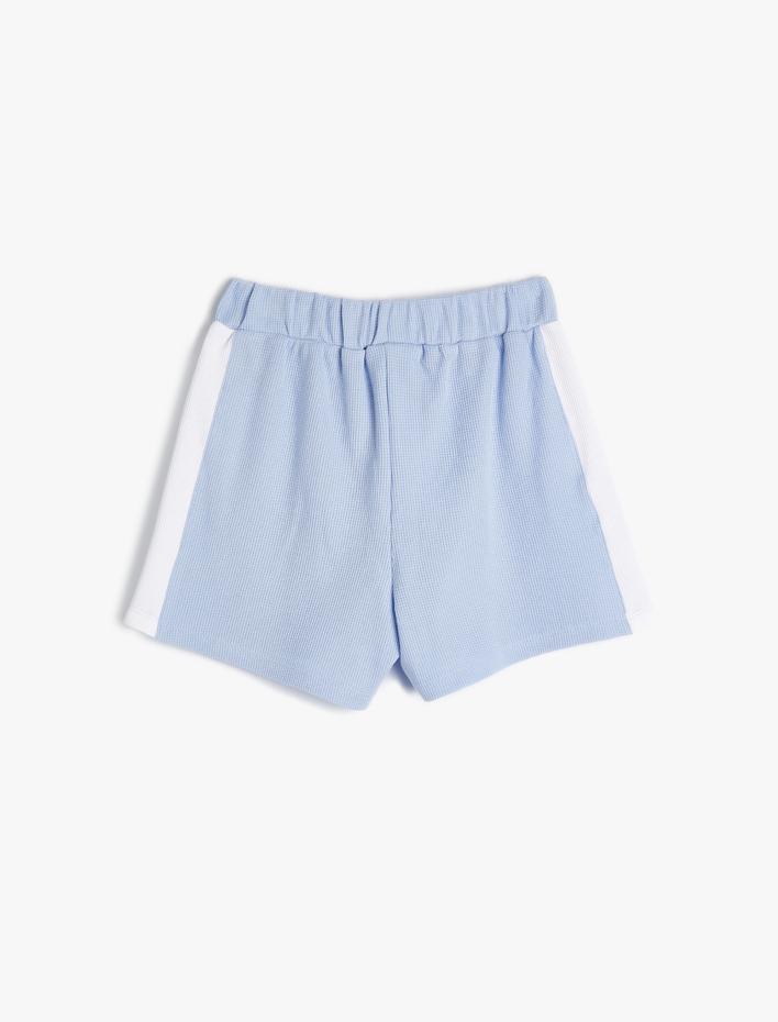 Kız Çocuk Şort Beli Bağlamalı Renk Kontrastlı Pamuklu