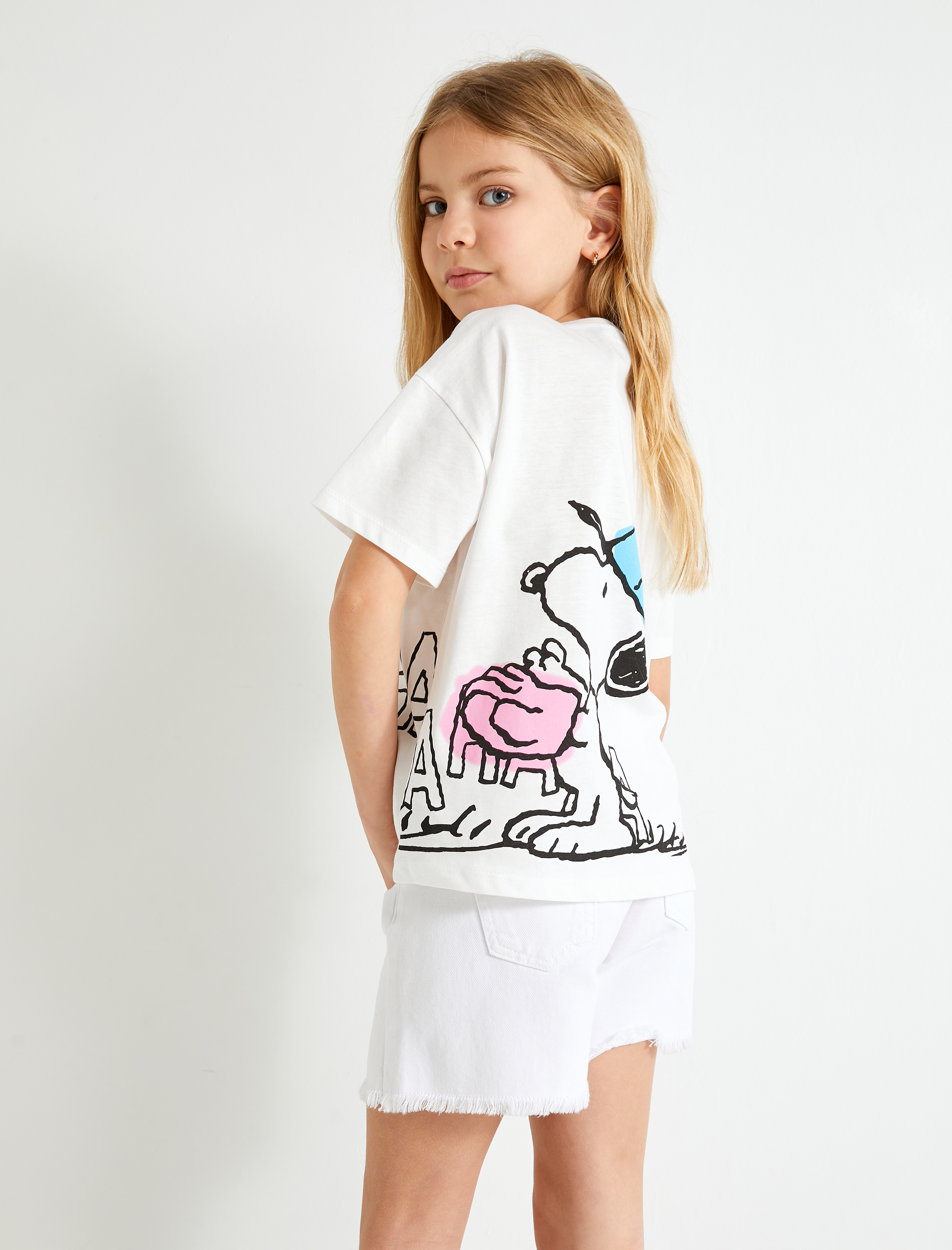  Kız Çocuk Kot Şort Püsküllü Beli Lastikli Cepli Pamuklu