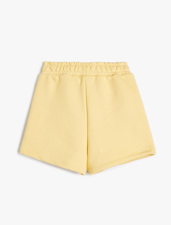 Kız Çocuk Şort Beli Bağlamalı Lastikli Cepli Çiçek Baskı Detaylı