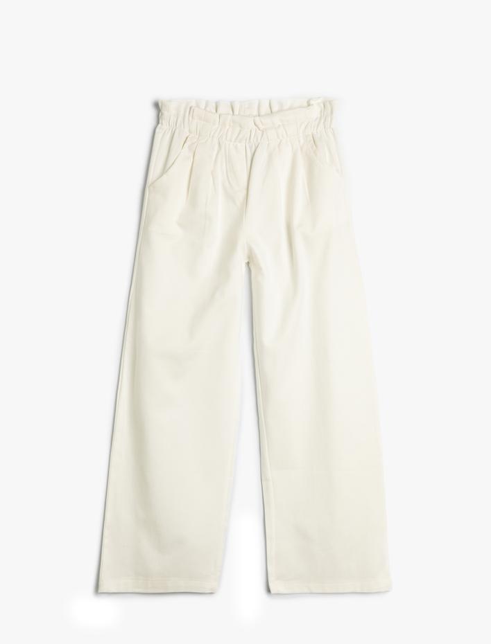 Kız Çocuk Basic Pantolon Beli Lastikli Pamuklu Cepli