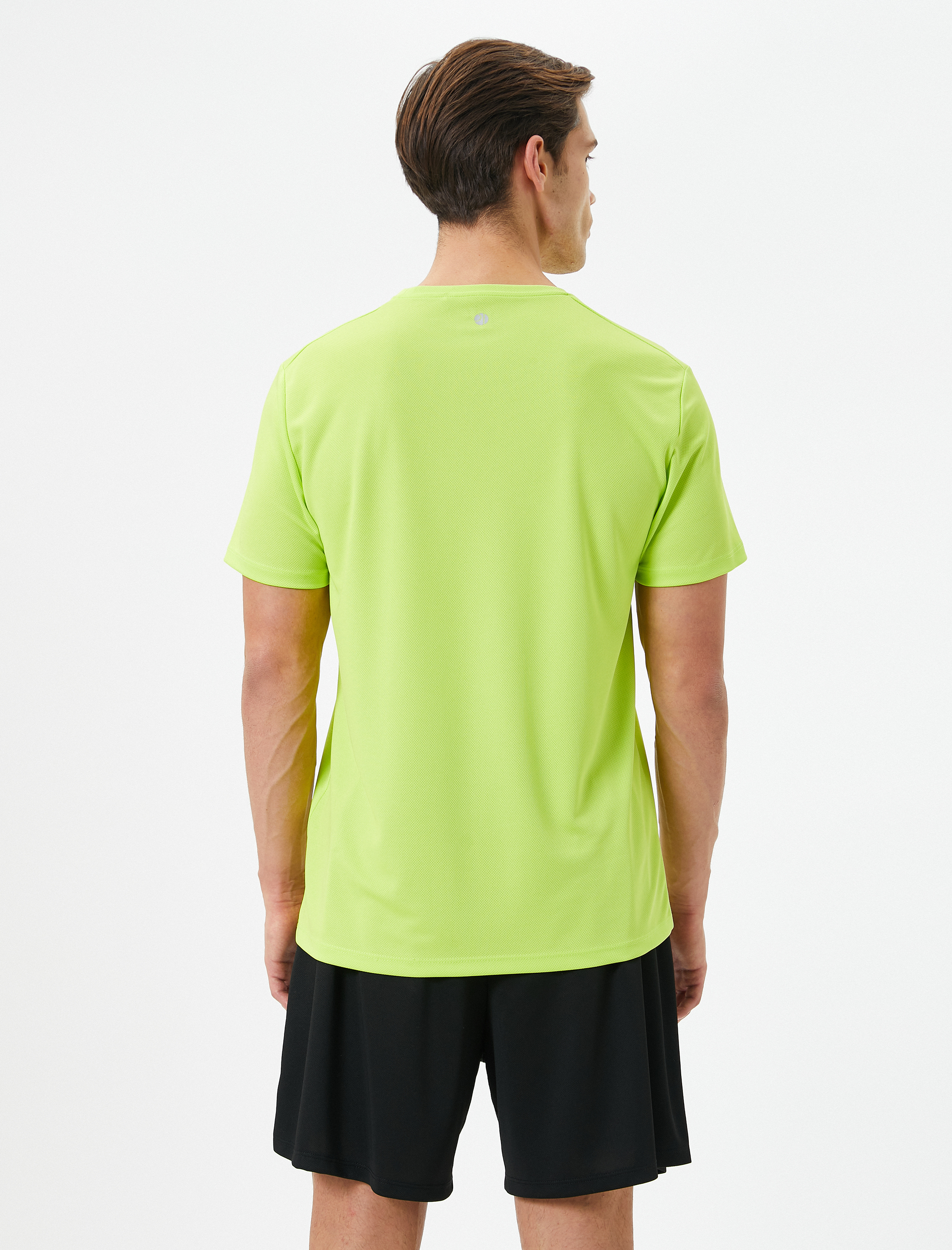   Spor Tişört Şerit Baskılı Bisiklet Yaka Kısa Kollu