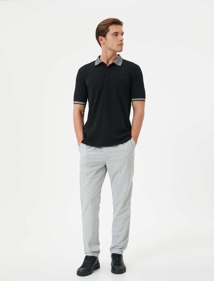  Polo Yaka Tişört Slim Fit Kısa Kollu Yaka Detaylı