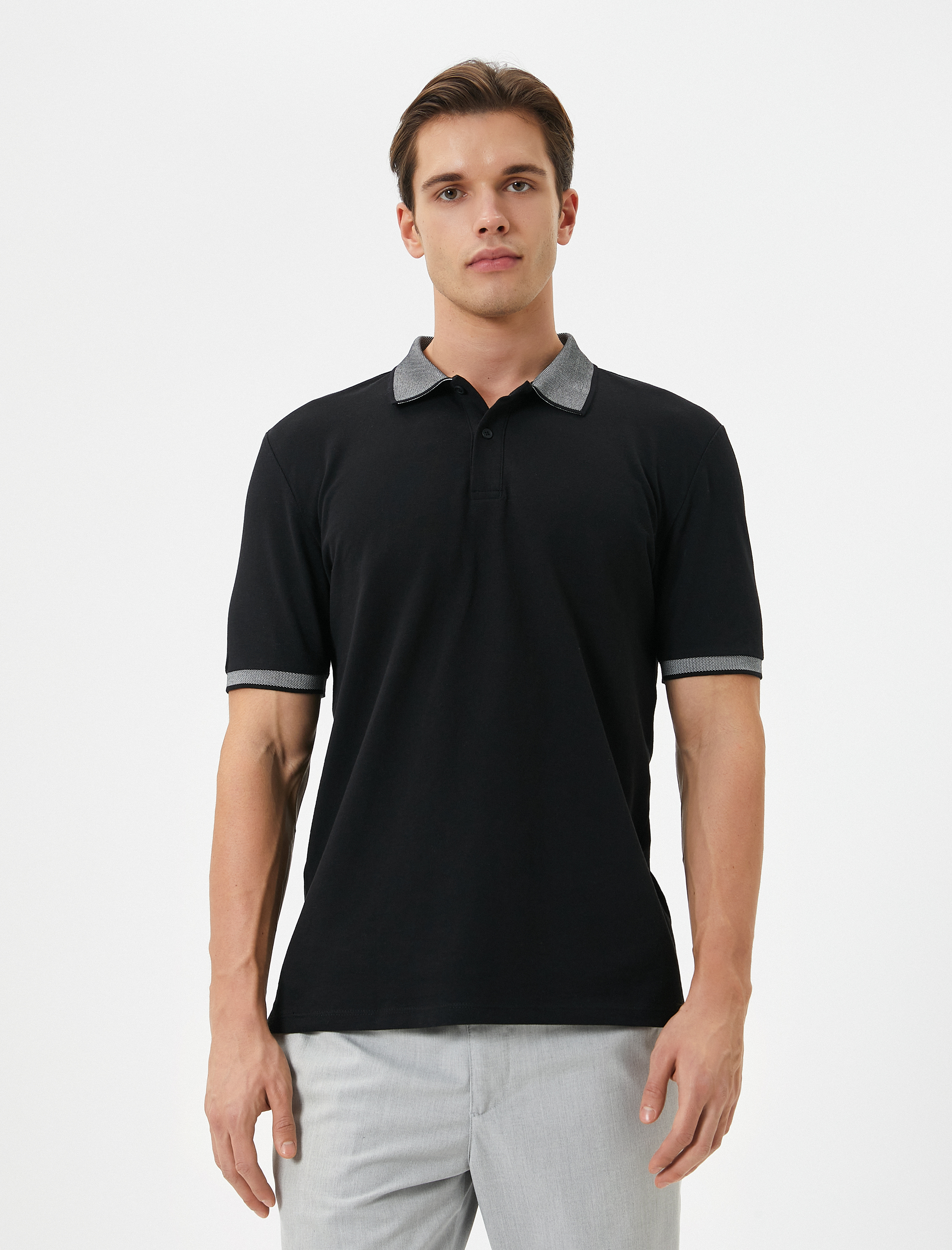 Polo Yaka Tişört Slim Fit Kısa Kollu Yaka Detaylı