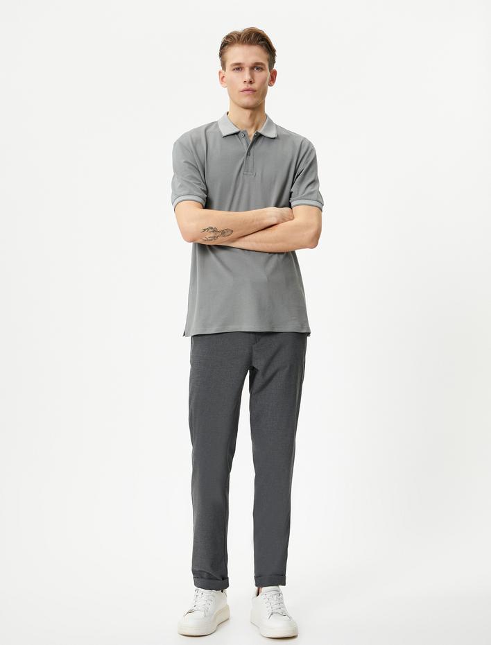  Polo Yaka Tişört Slim Fit Kısa Kollu Yaka Detaylı