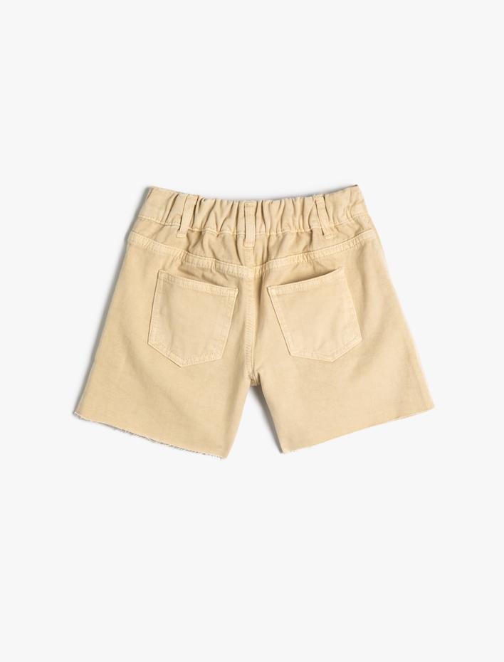 Kız Çocuk Kot Şort Pamuklu Cepli Beli Lastikli Pamuklu