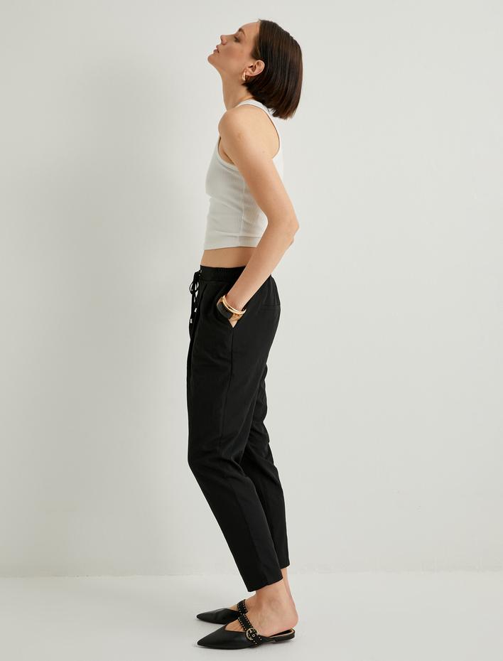  Paraşüt Pantolon Havuç Kesim Beli Bağcıklı Cep Detaylı