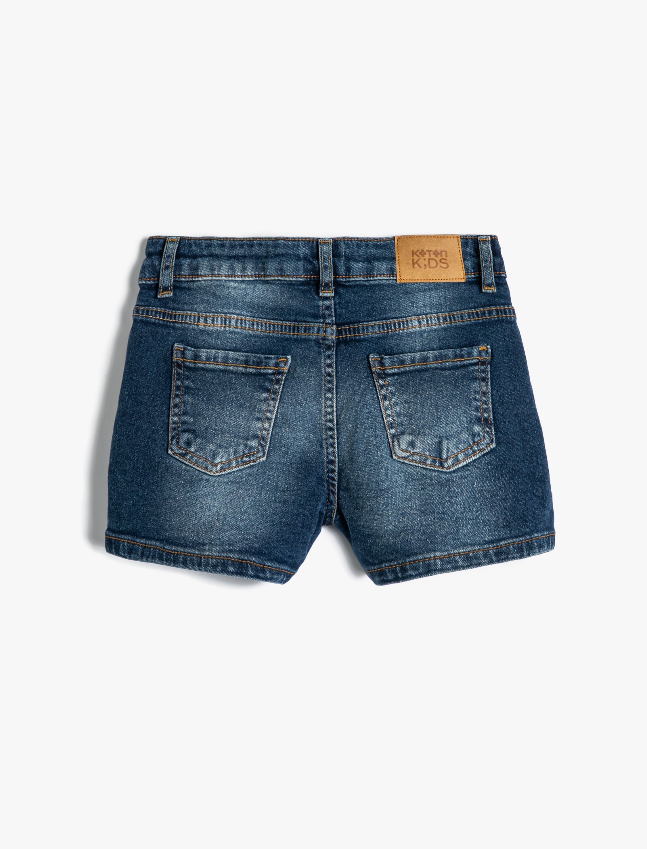 Kız Çocuk Kot Şort Yıpratılmış Detaylı Cepli Pamuklu