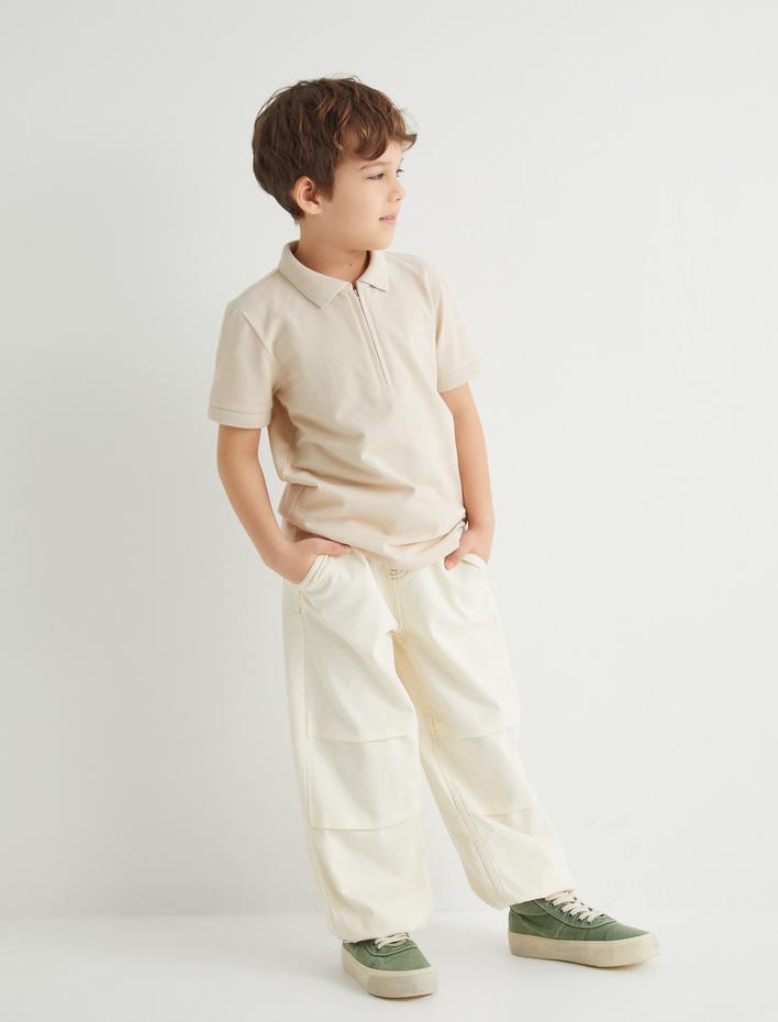 Erkek Çocuk Basic Polo Yaka Tişört Kısa Kollu Düğme Detaylı