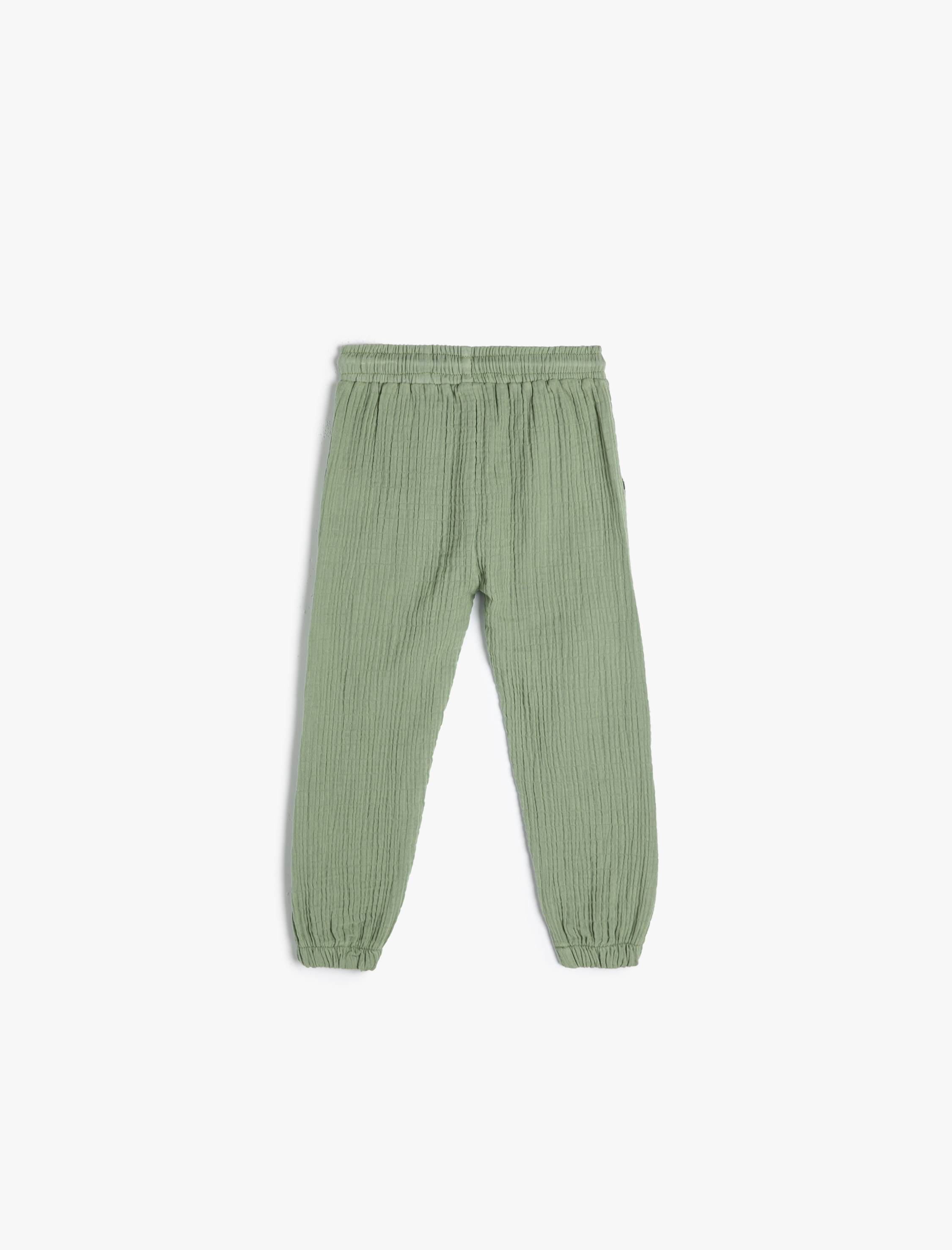 Erkek Bebek Jogger Pantolon Müslin Kumaş Cep Detaylı Beli Lastikli Dokulu