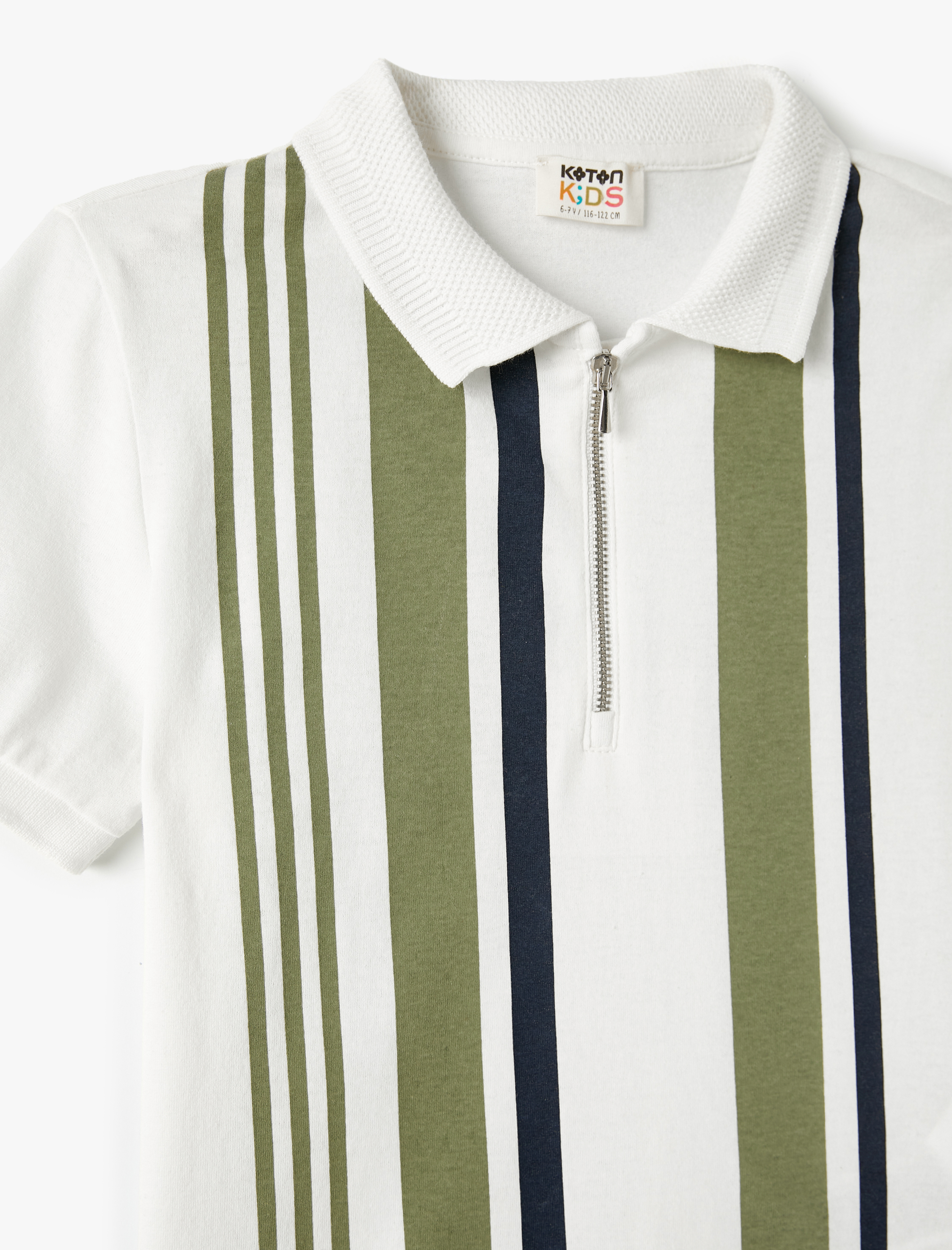  Erkek Çocuk Polo Tişört Kısa Kollu Yarım Fermuar Detaylı