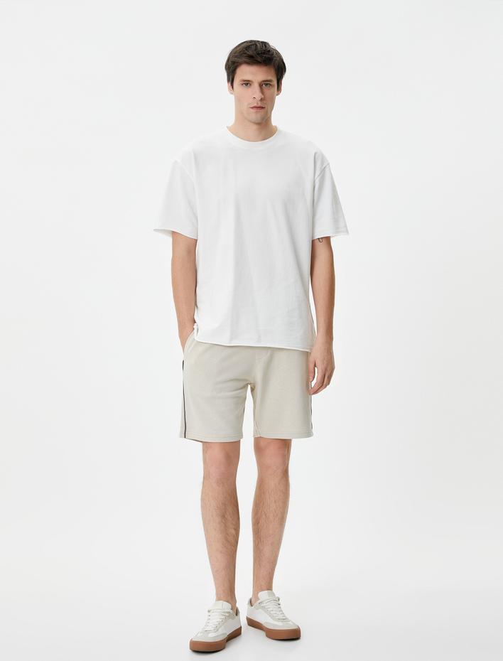  Bermuda Şort Beli Lastikli Cep Detaylı Biyeli