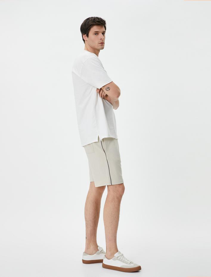  Bermuda Şort Beli Lastikli Cep Detaylı Biyeli