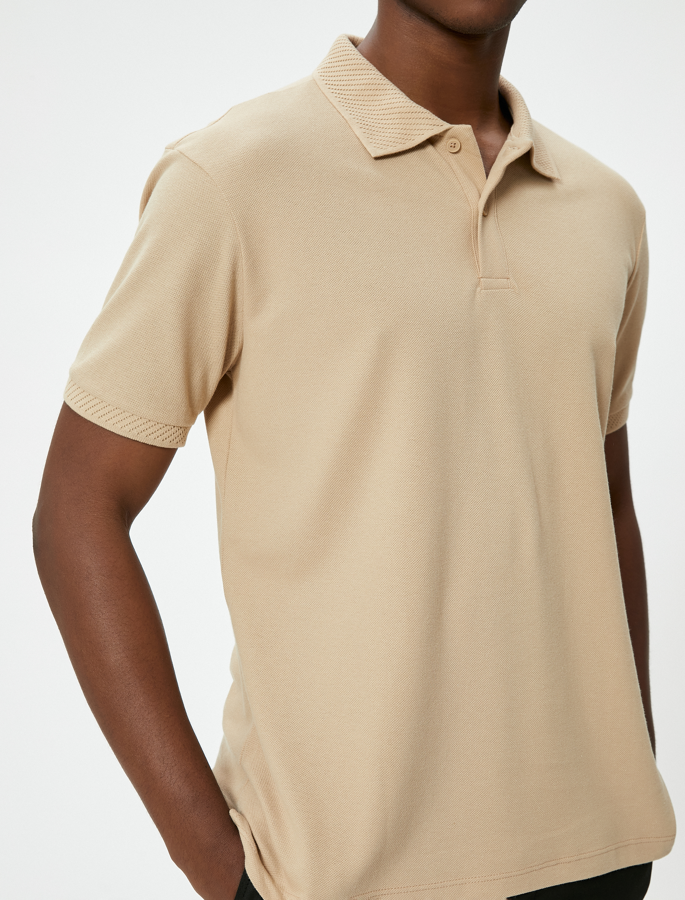   Yakalı Tişört Düğmeli Slim Fit Kısa Kollu