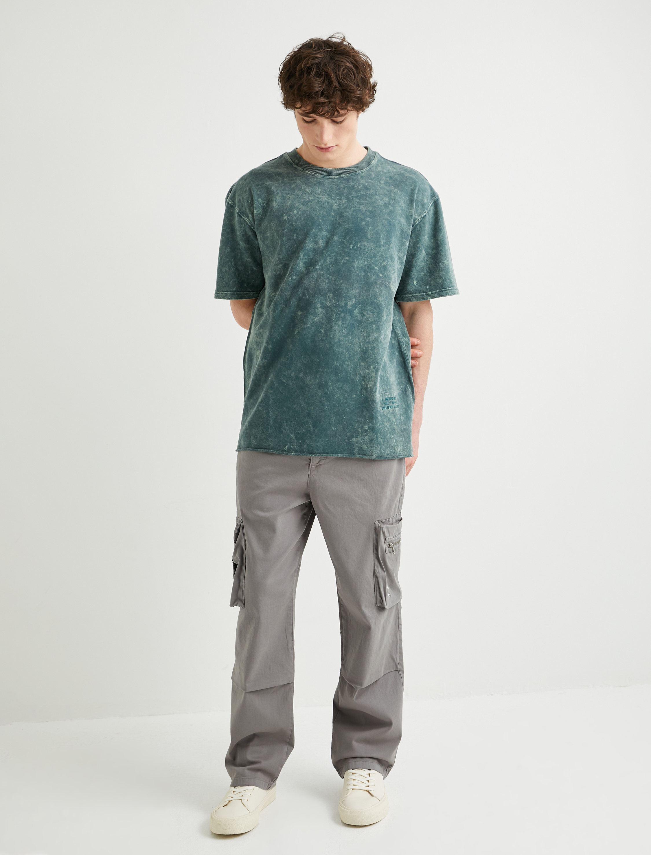   Kargo Cepli Pantolon Düğmeli Rahat Kesim Fermuar Detaylı