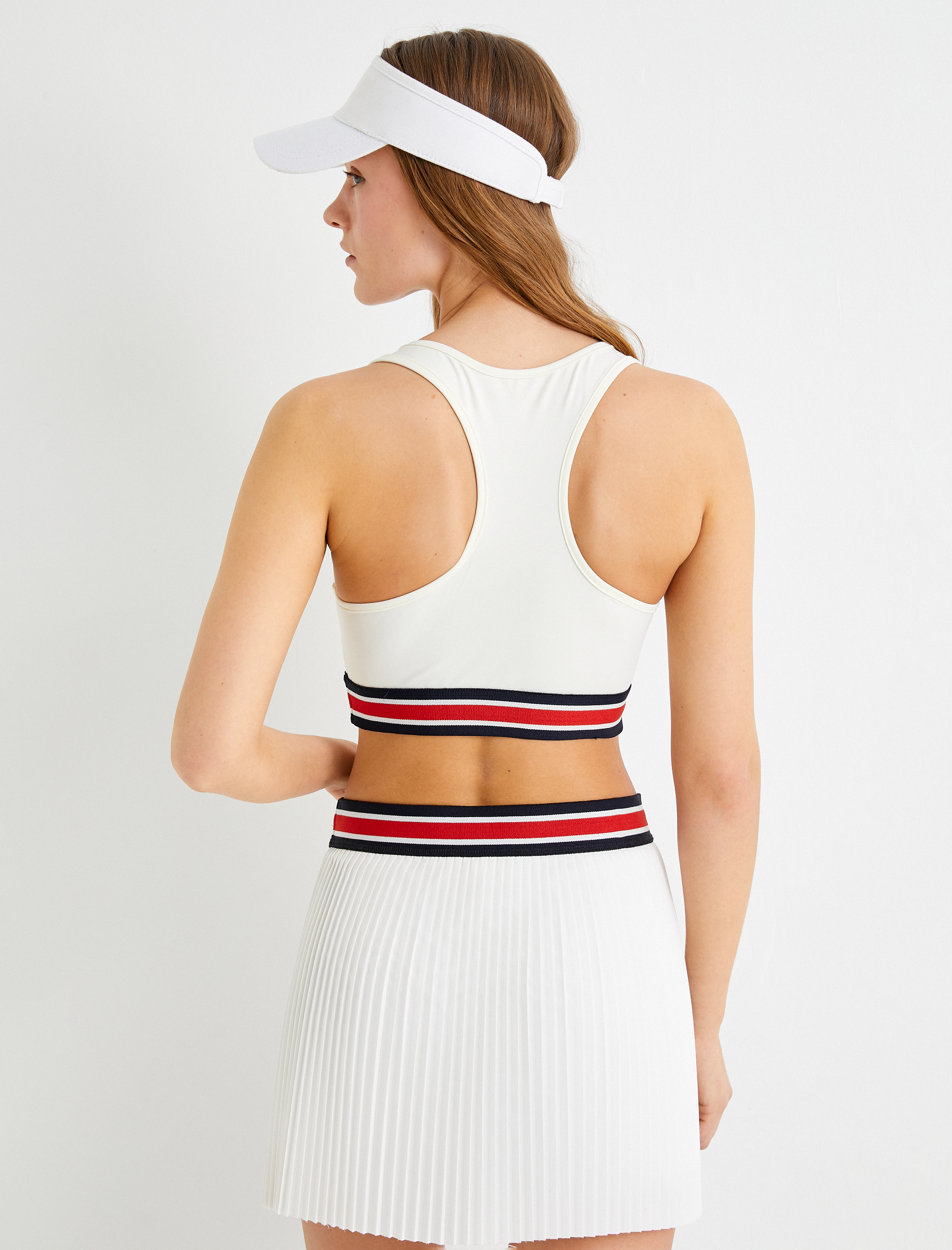   Sporcu Sütyeni Kaplı Renk Kontrastlı Bant Detaylı U Yaka Slim Fit