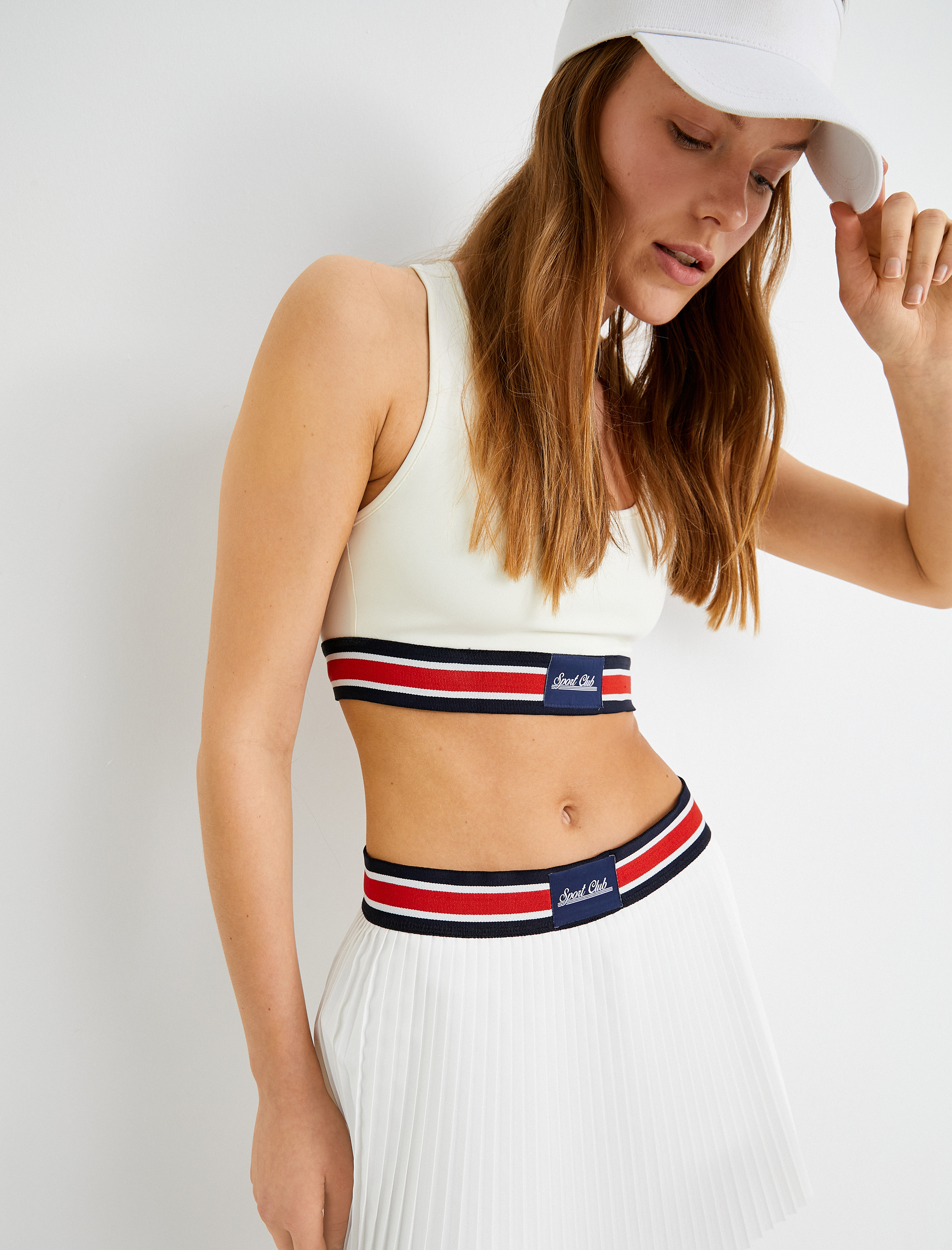   Sporcu Sütyeni Kaplı Renk Kontrastlı Bant Detaylı U Yaka Slim Fit