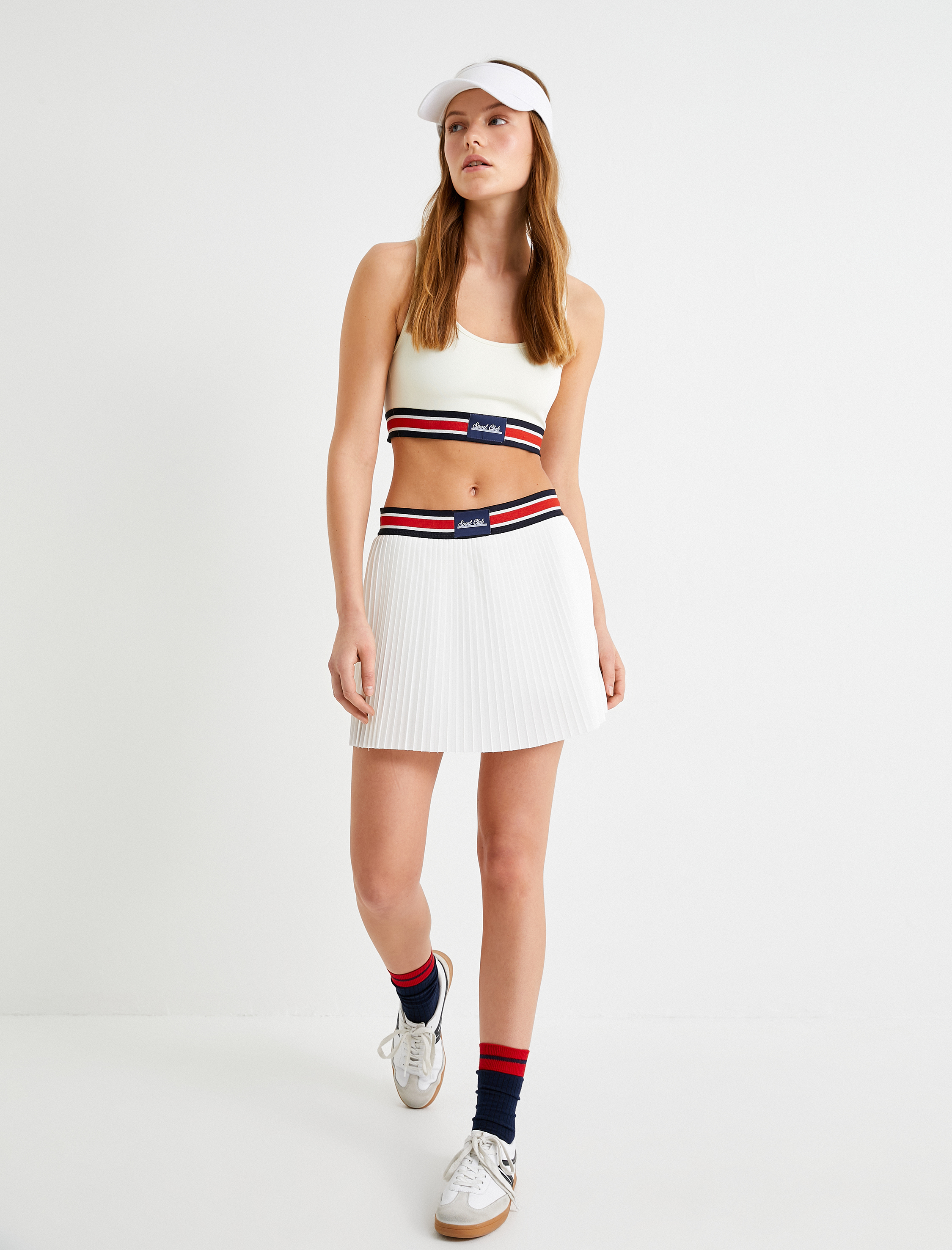   Tenis Eteği Şortlu Pileli Beli Kontrast Detaylı Lastikli Mini Boy