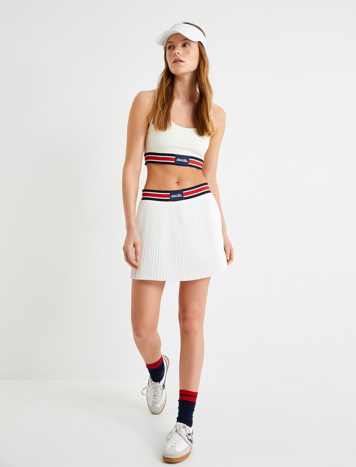  Tenis Eteği Şortlu Pileli Beli Kontrast Detaylı Lastikli Mini Boy