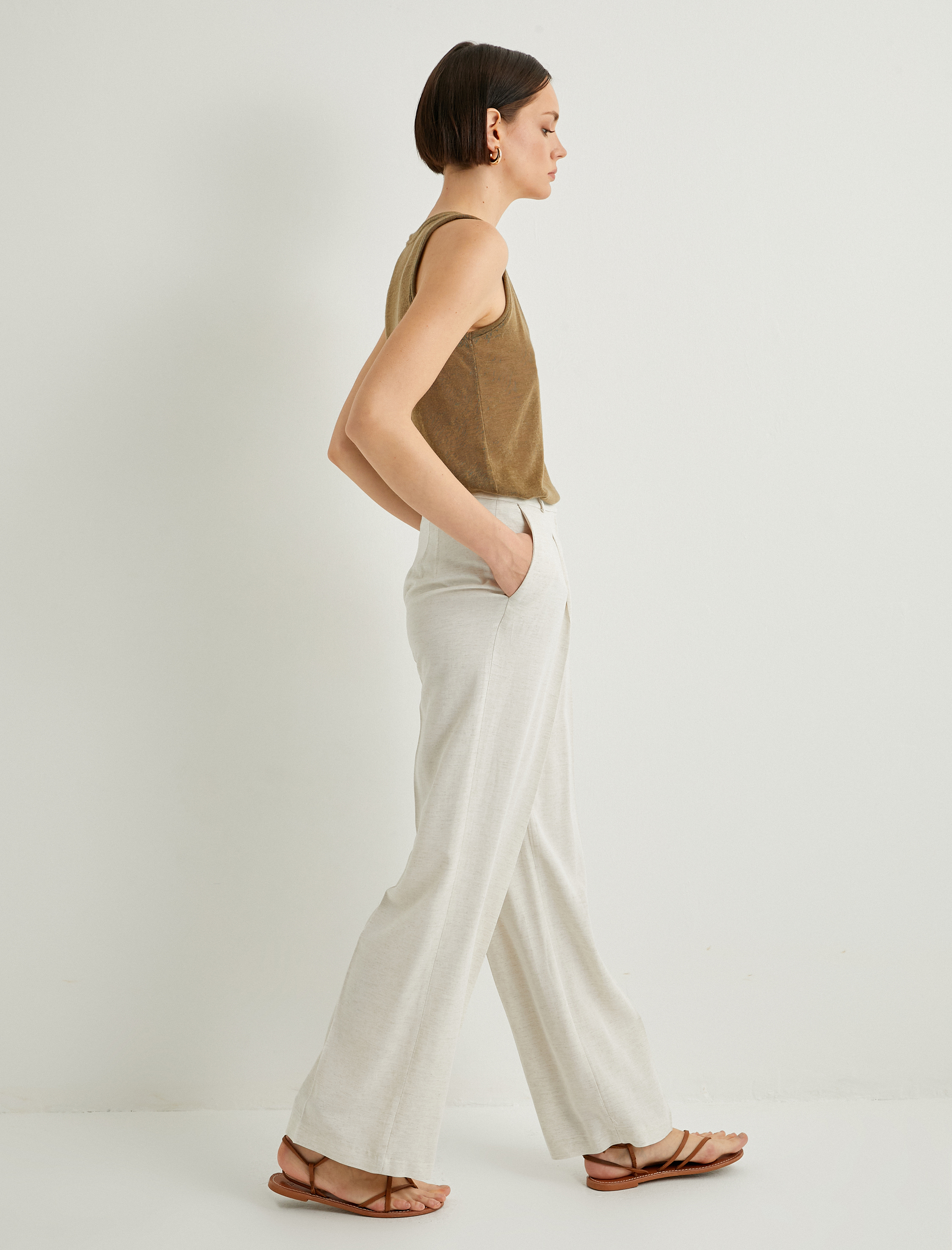   Palazzo Pantolon Bol Paça Normal Bel Viskon Karışımlı