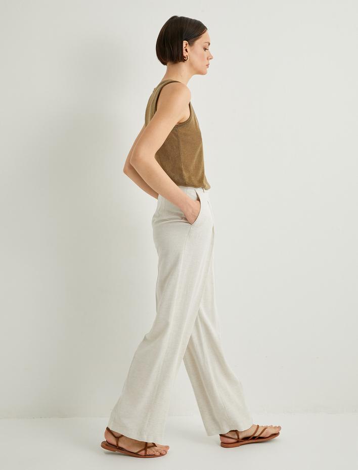  Palazzo Pantolon Bol Paça Normal Bel Viskon Karışımlı