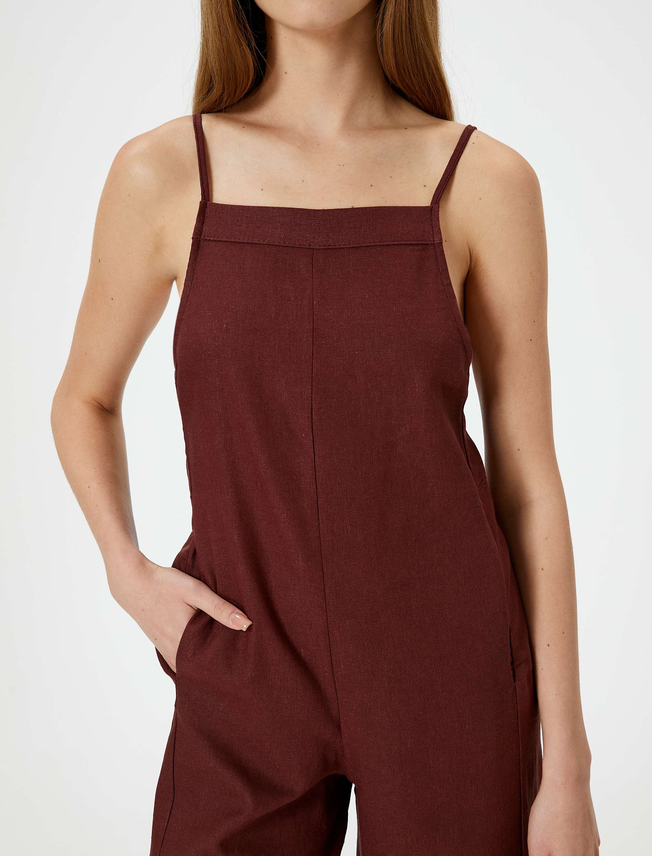   Keten Tulum Kapri Boy Cepli Arkası İnce Askılı