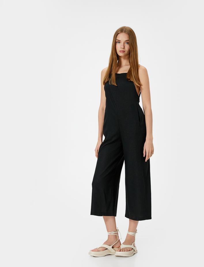  Keten Tulum Kapri Boy Cepli Arkası İnce Askılı