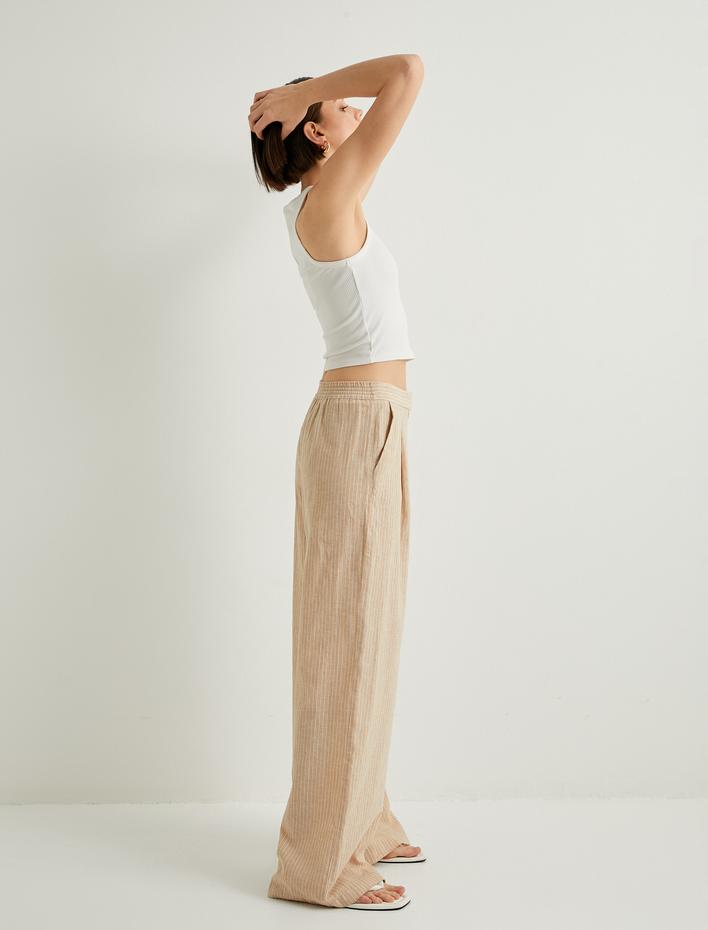  Palazza Pantolon Bol Paça Keten Karışımlı