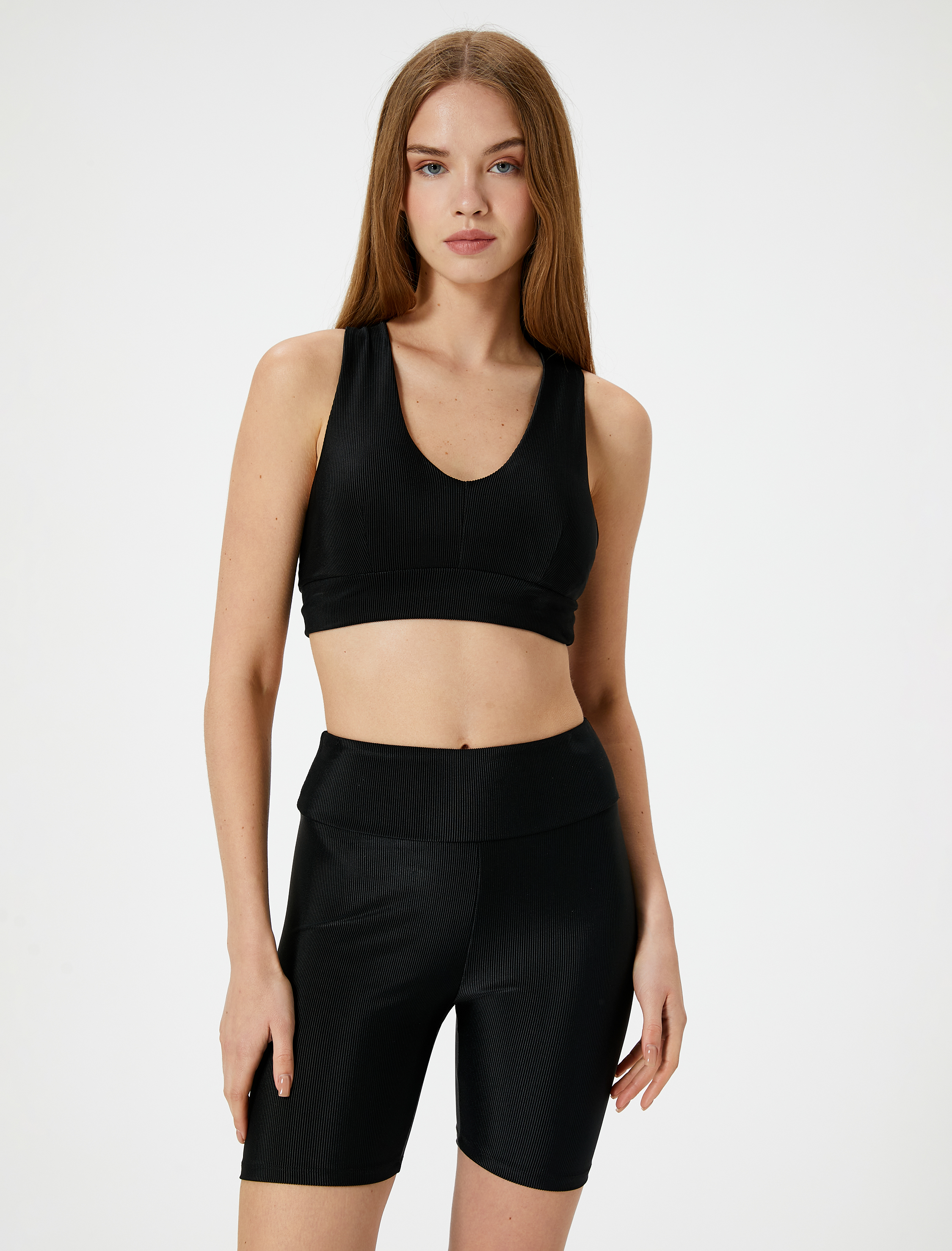 Fitilli Biker Tayt Yüksek Bel Slim Fit