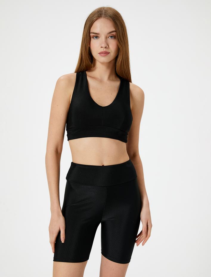  Fitilli Biker Tayt Yüksek Bel Slim Fit