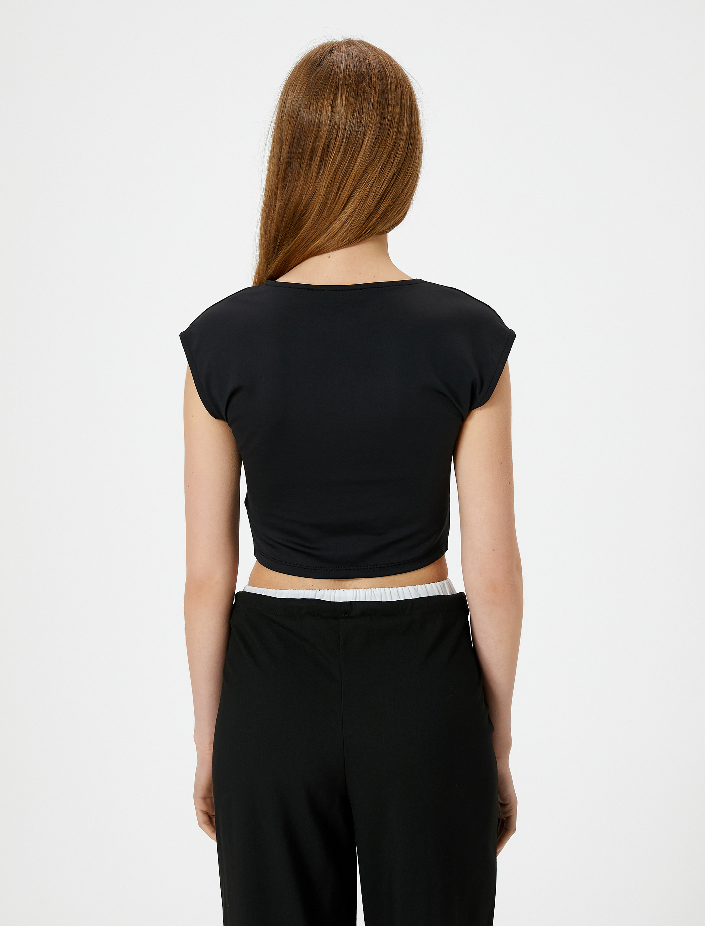 Basic Crop Tişört Slim Fit Bisiklet Yaka Kısa Kol