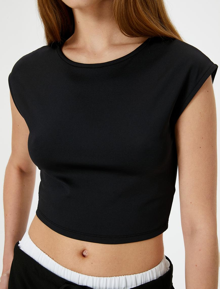   Basic Crop Tişört Slim Fit Bisiklet Yaka Kısa Kol