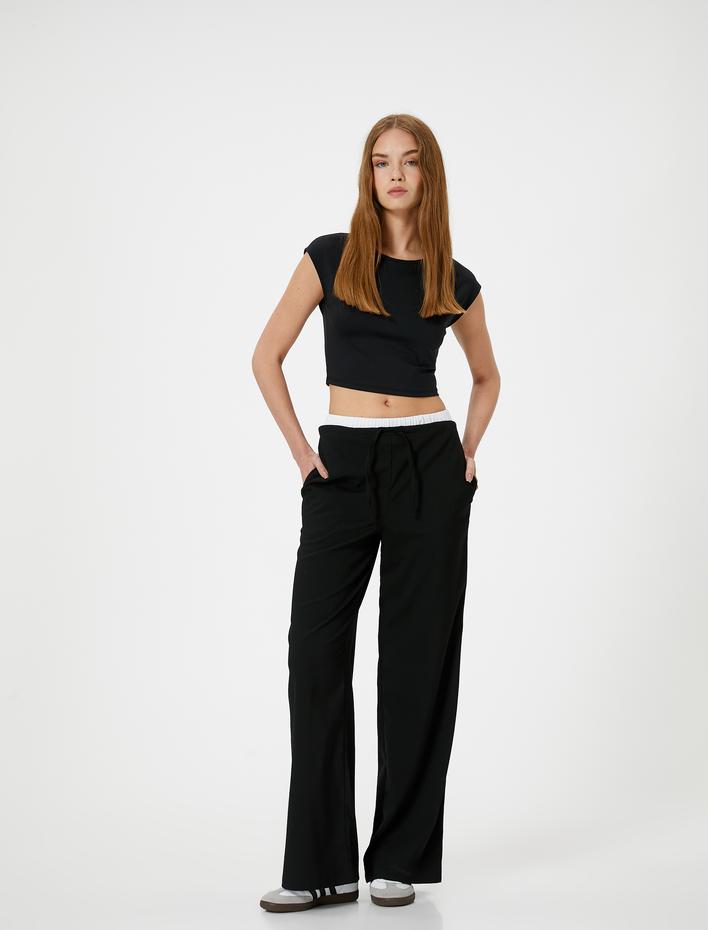  Basic Crop Tişört Slim Fit Bisiklet Yaka Kısa Kol