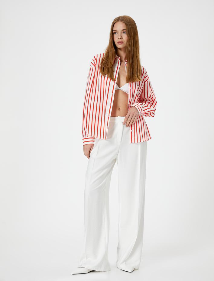  Oversize Gömlek Uzun Kollu Klasik Yaka