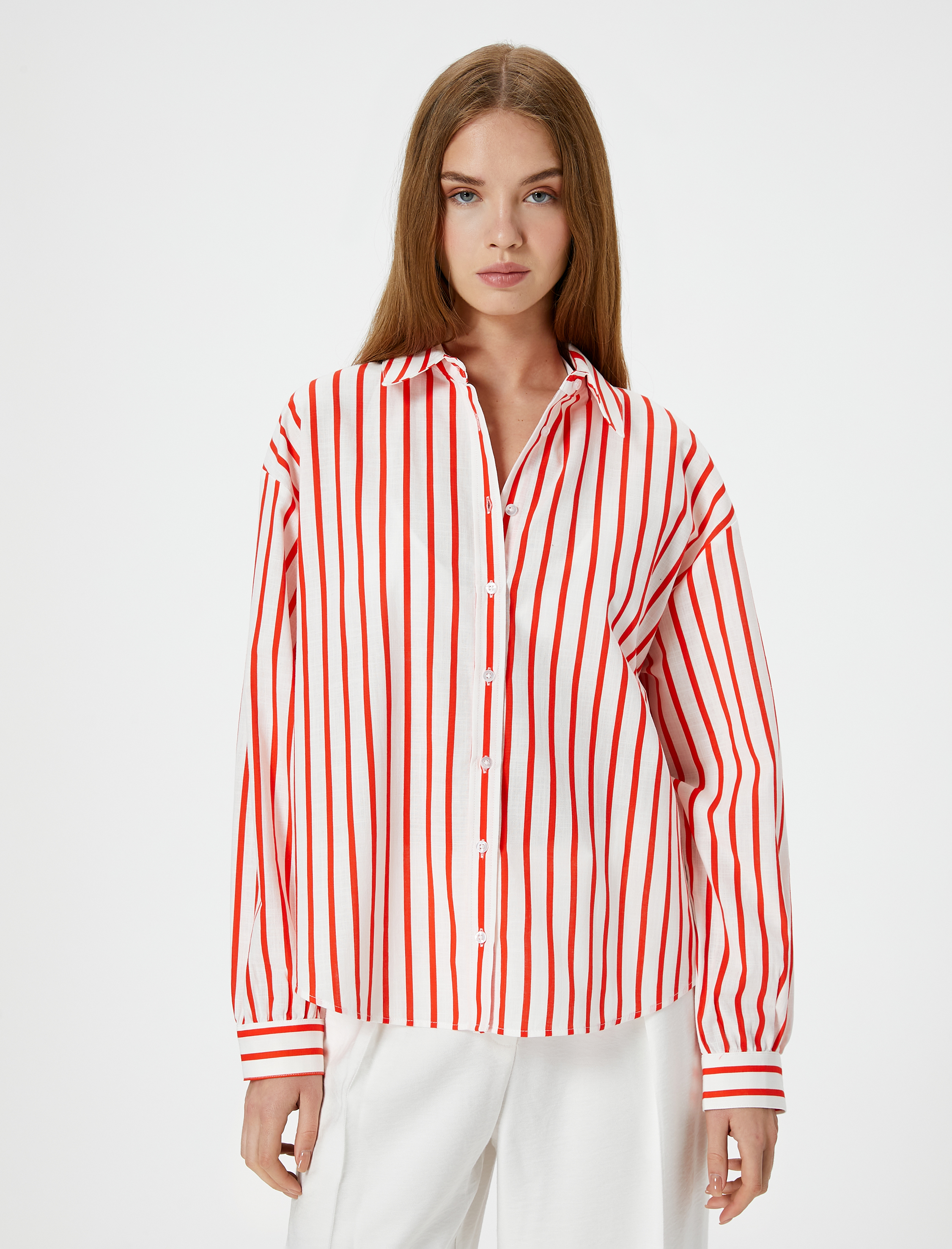   Oversize Gömlek Uzun Kollu Klasik Yaka