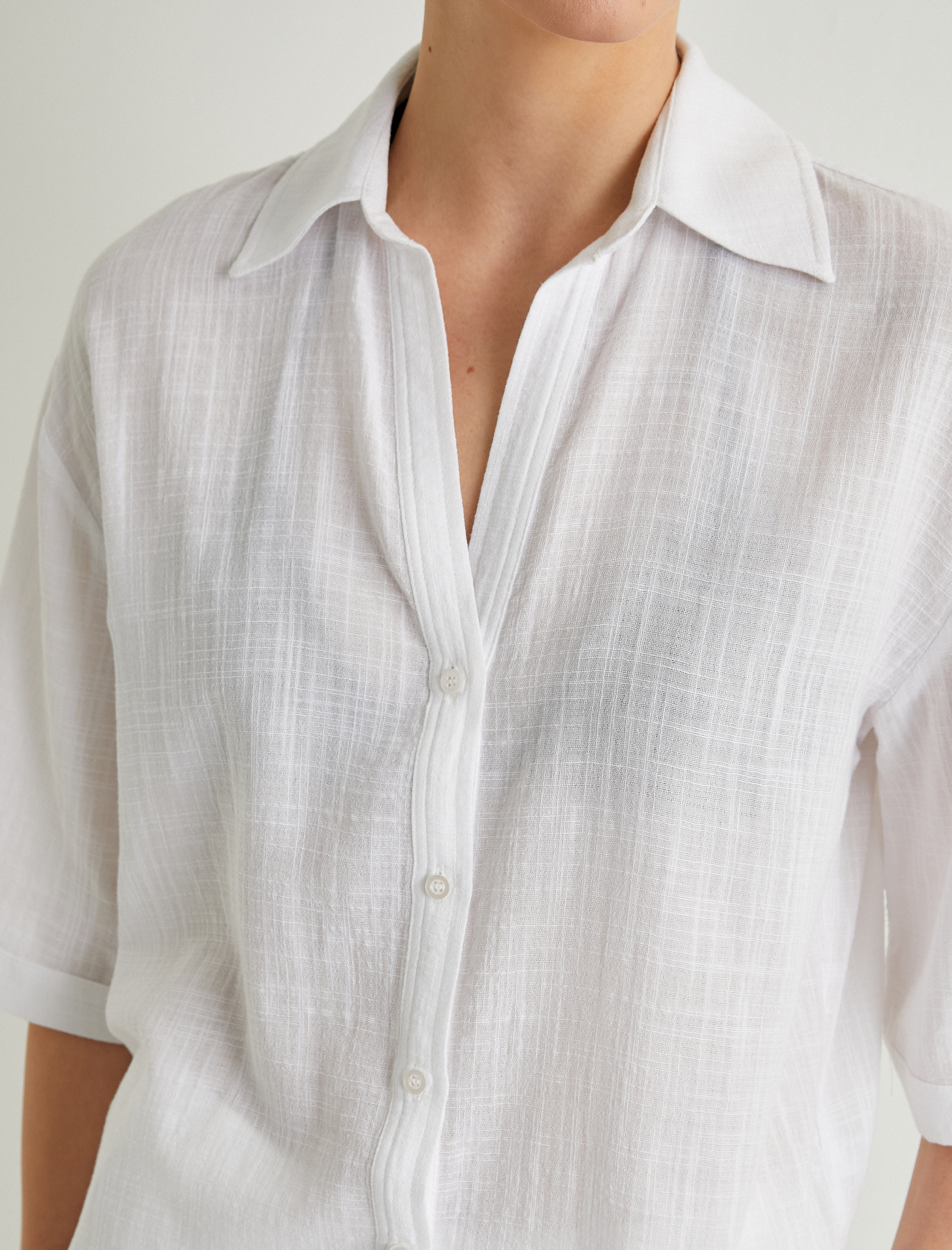   Kısa Kollu Gömlek Düğmeli Basic Regular Fit