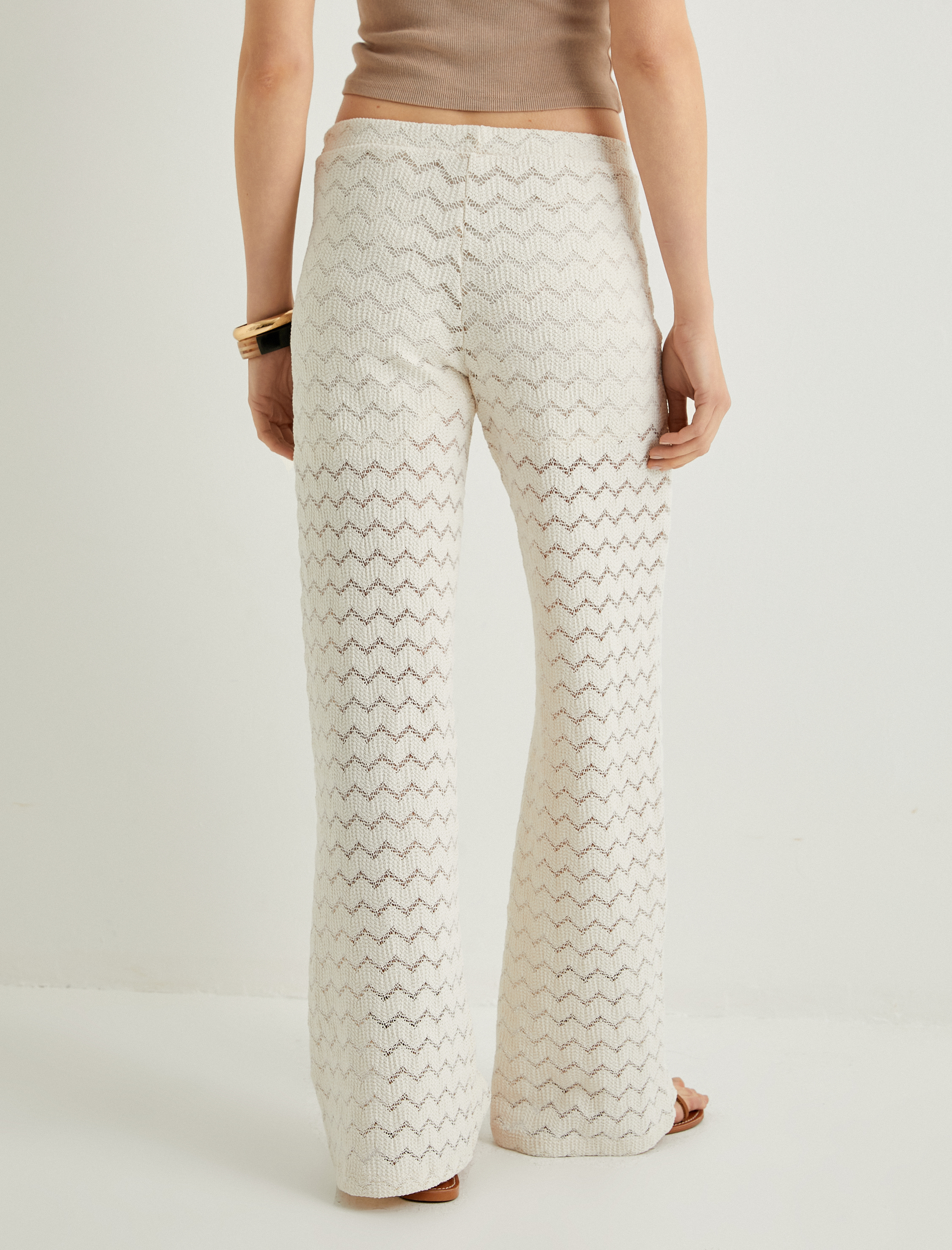   Kroşe Pantolon Bol Paça Standart Bel Kısa Astarlı