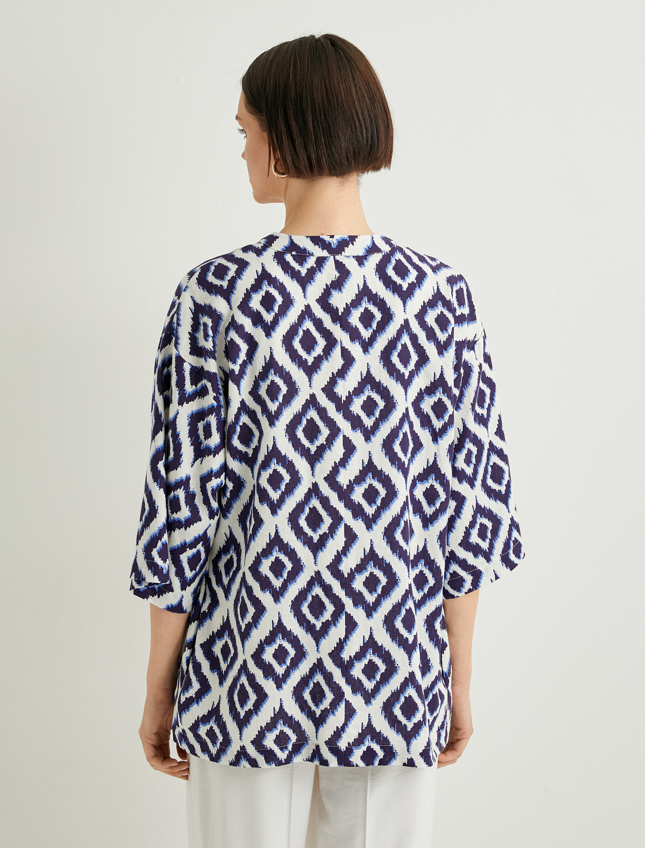   Oversize Kimono Geniş Kollu Viskon Keten Karışımlı