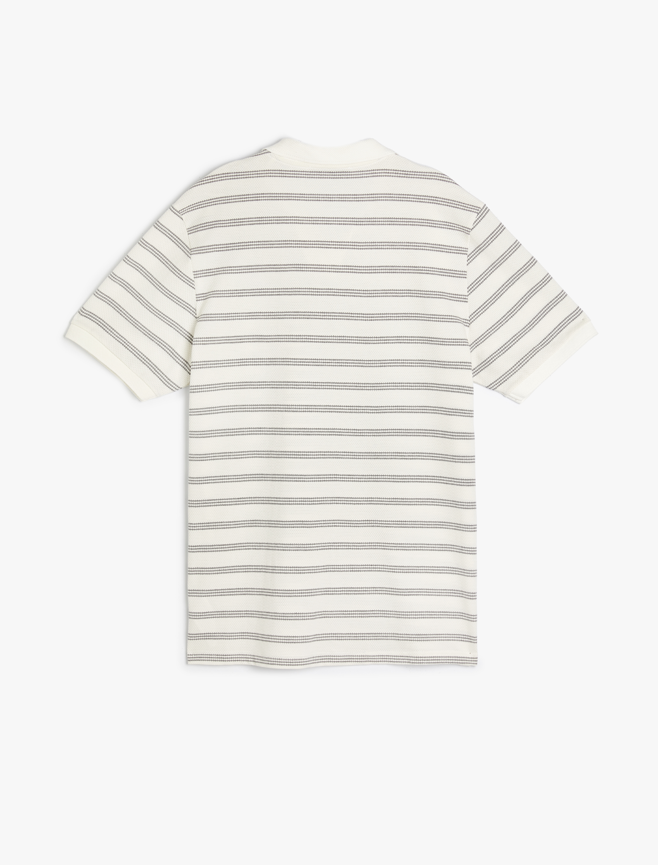   V Yaka Polo Tişört Dokulu Kısa Kollu Pamuklu