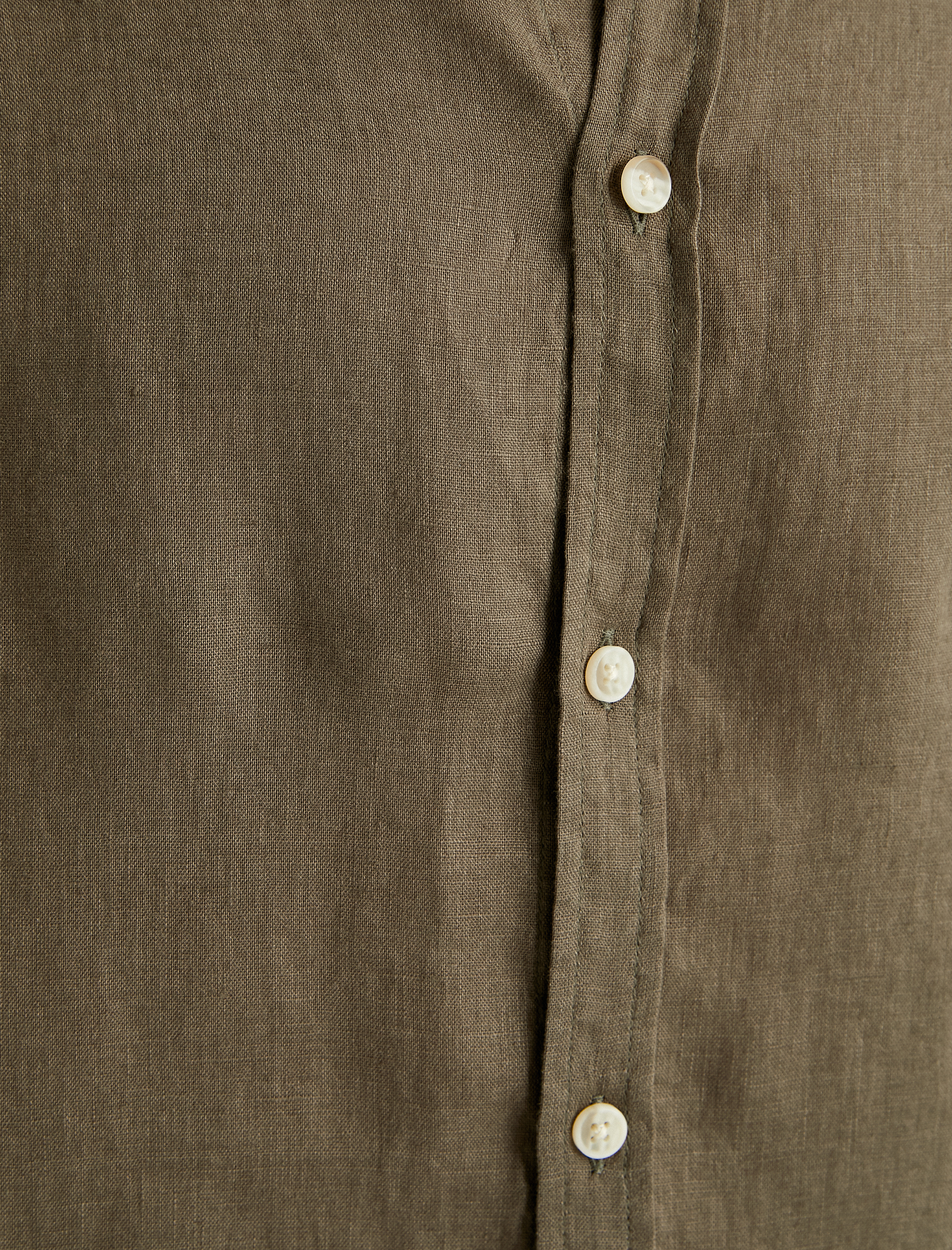   Keten Gömlek Klasik Yaka Uzun Kollu Düğmeli Regular Fit