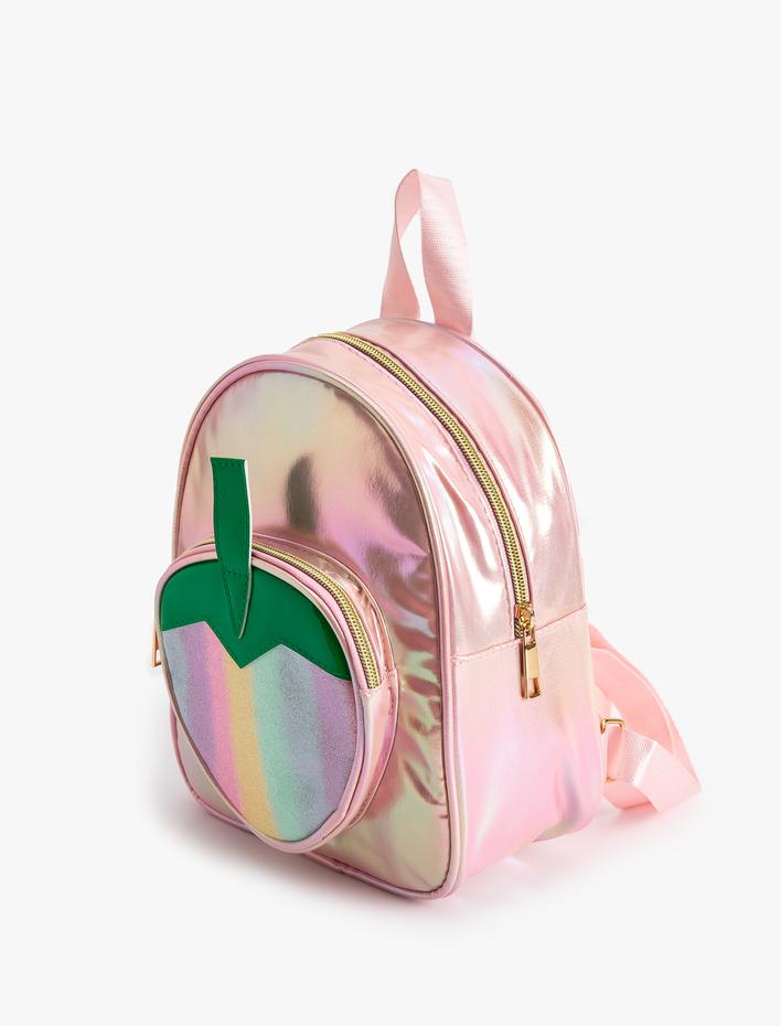 Kız Çocuk Parlak Sırt Çantası Çilek Detaylı