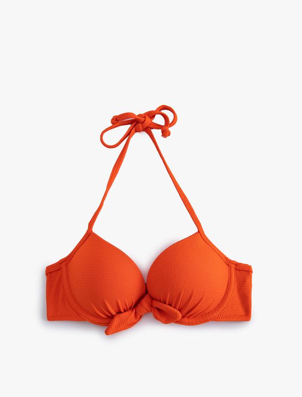 Push Up Bikini Üstü Dokulu Bağlama Detaylı Balenli_0