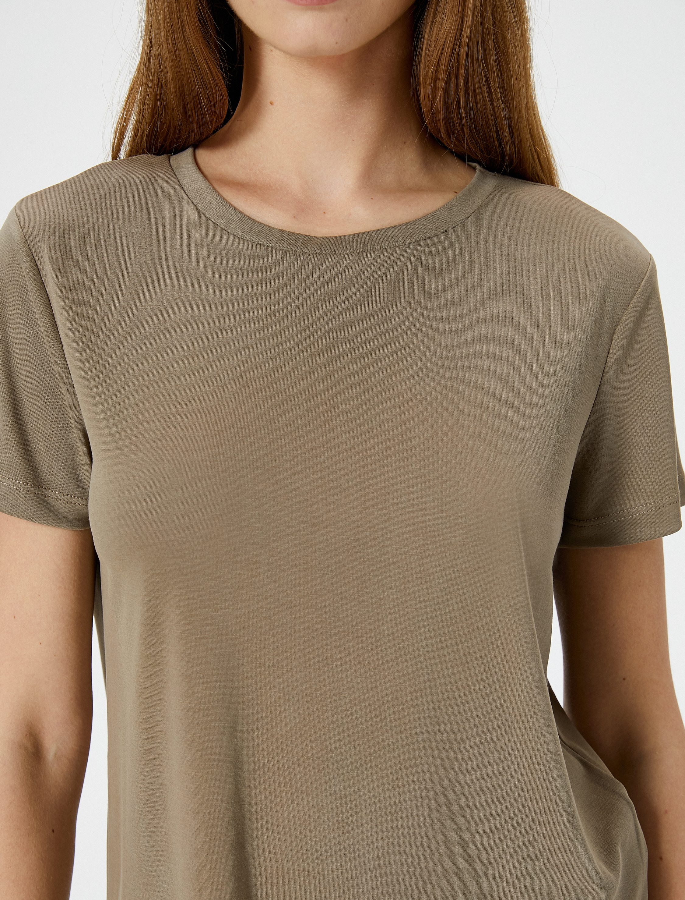   Basic Spor Modal Tişört Kısa Kollu Bisiklet Yaka Rahat Kalıp