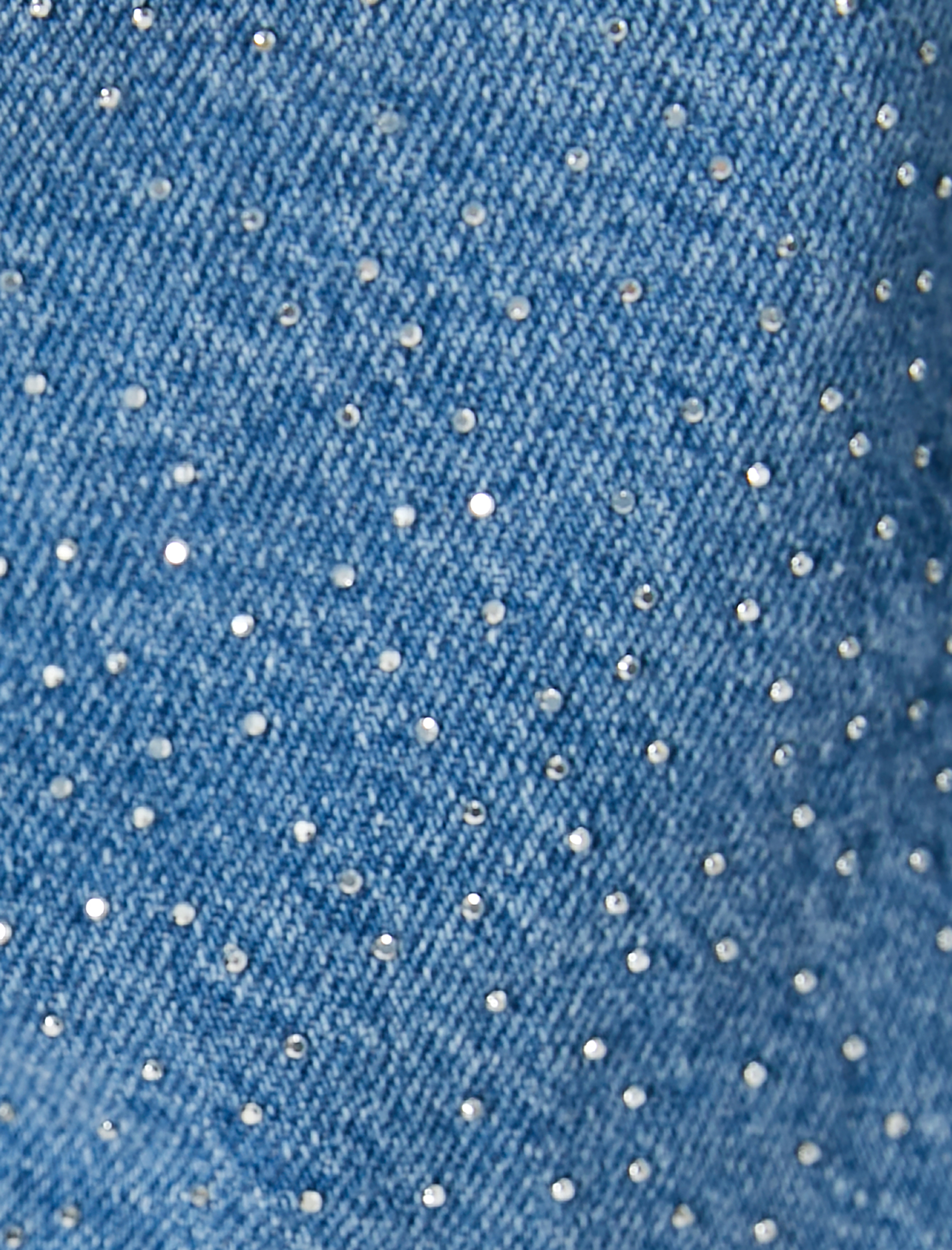   Mini Taşlı Kot Şort Cepli