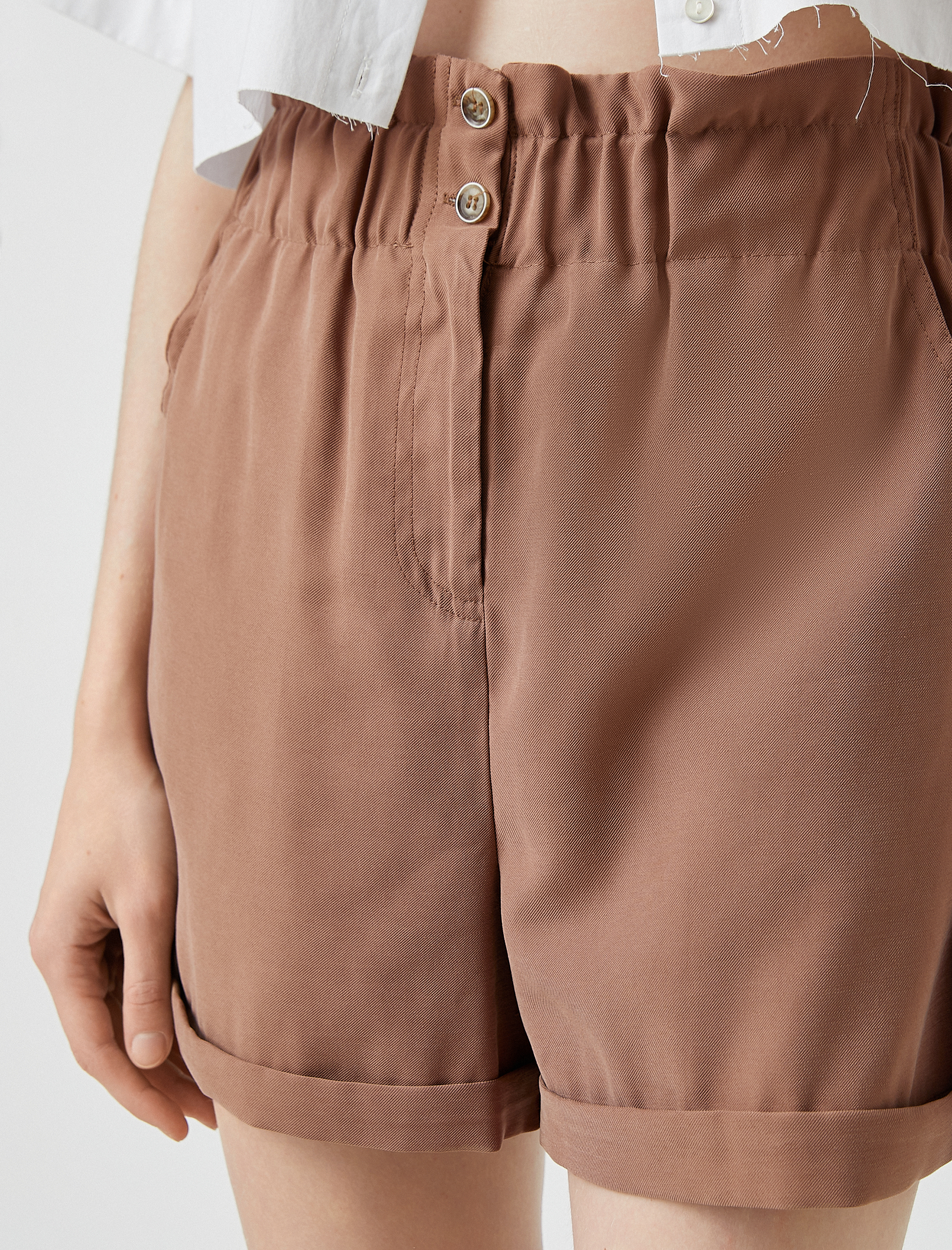   Mini Şort Yüksek Bel Cepli