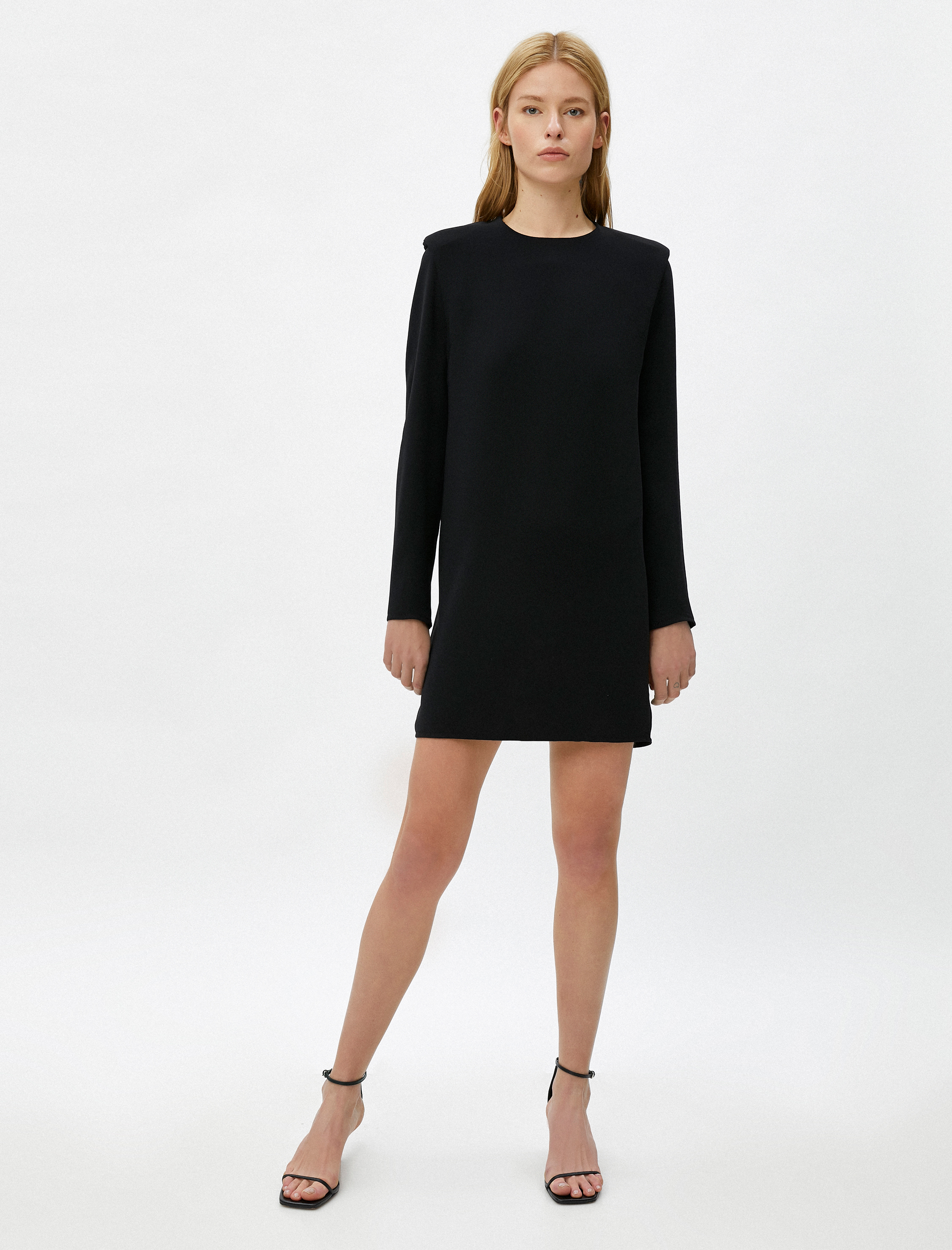   Vatkalı Elbise Uzun Kollu Mini