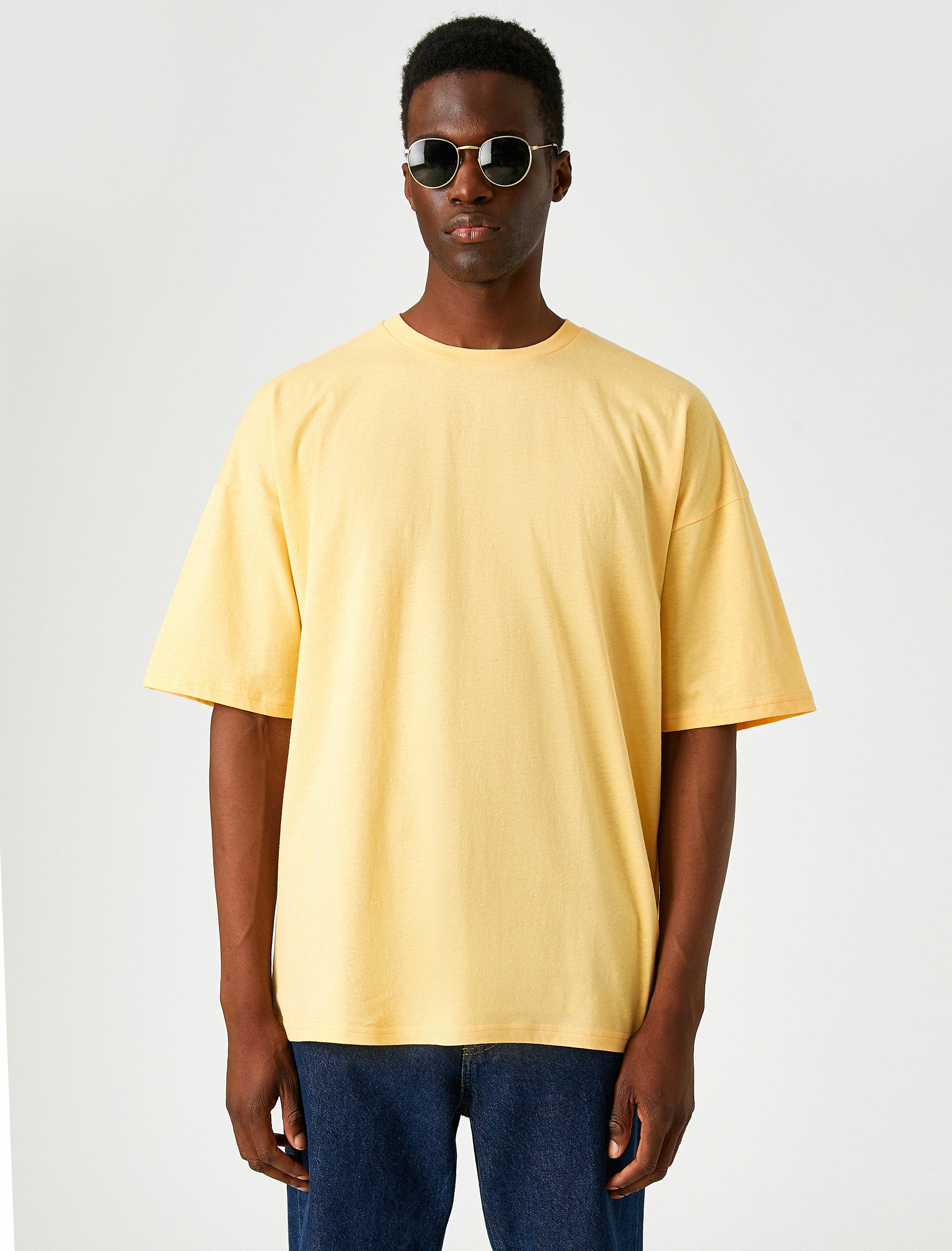   Basic Oversize Tişört Bisiklet Yaka